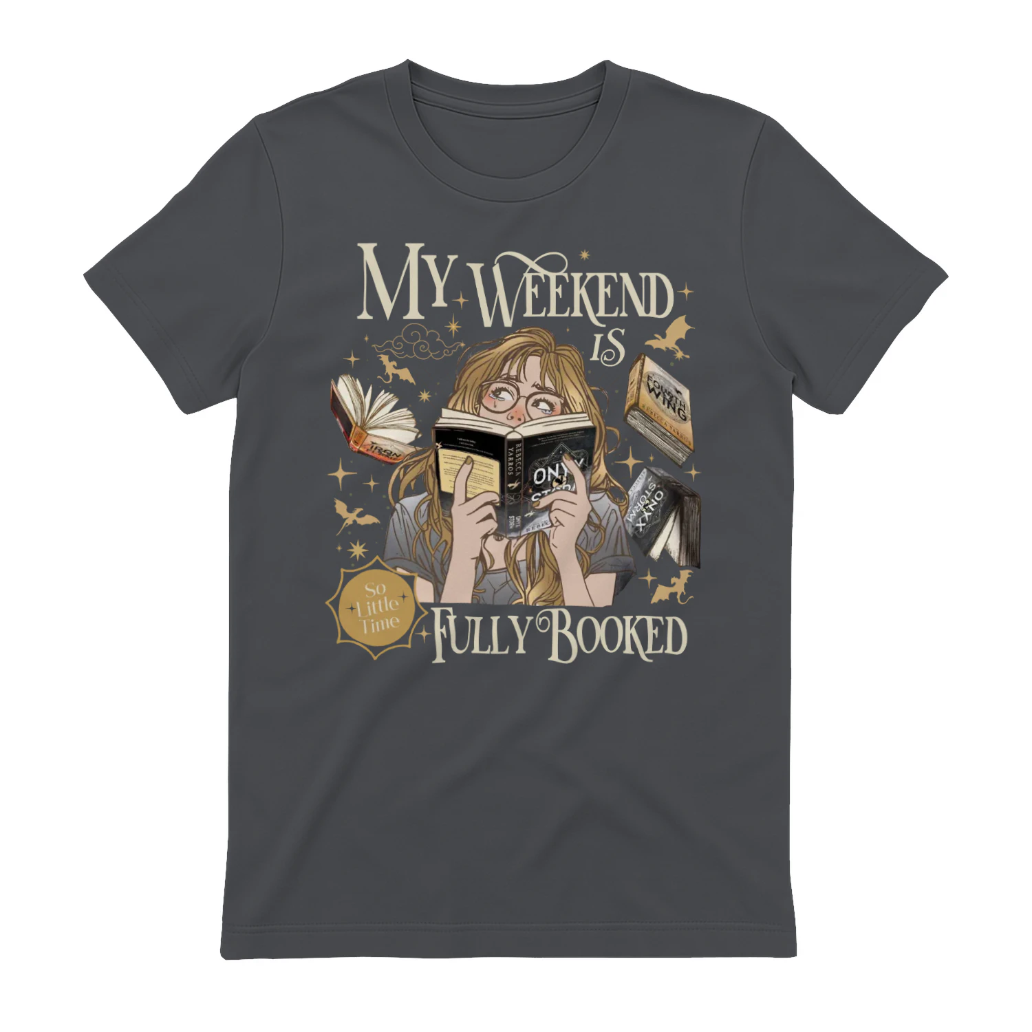 My Weekend Is Fully Booked Heavy Cotton Dark Colors T-shirt 1 Side, The Empyrean Series Gildan Tee, Fantasy Romance Book Shirt, Book Lover Gifts