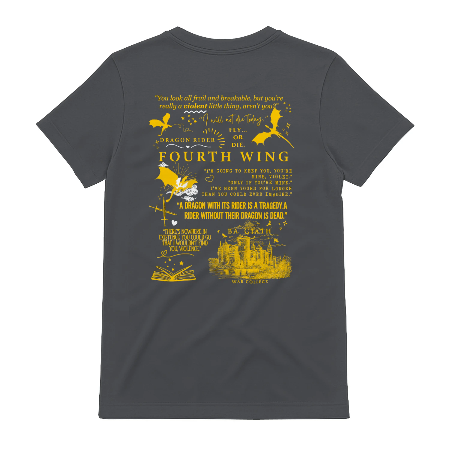 Basgiath War College Heavy Cotton Shirt 2 Side, Fourth Wing Series Tee, Romantasy Shirt, Book Lover Gifts