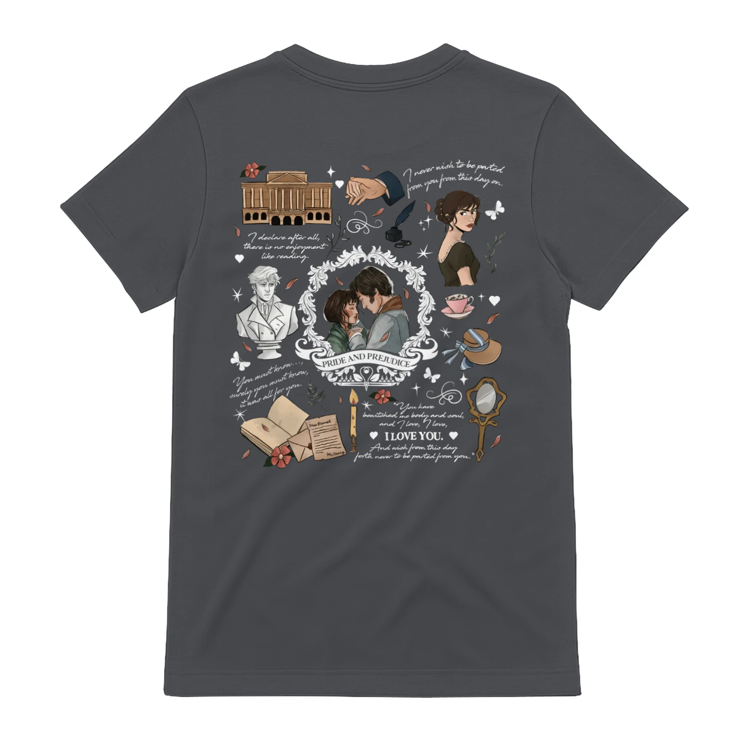 Pride & Prejudice Heavy Cotton T-Shirt 2 Side, Romance Tee, Classic Literature Shirt, Book Lover Gifts