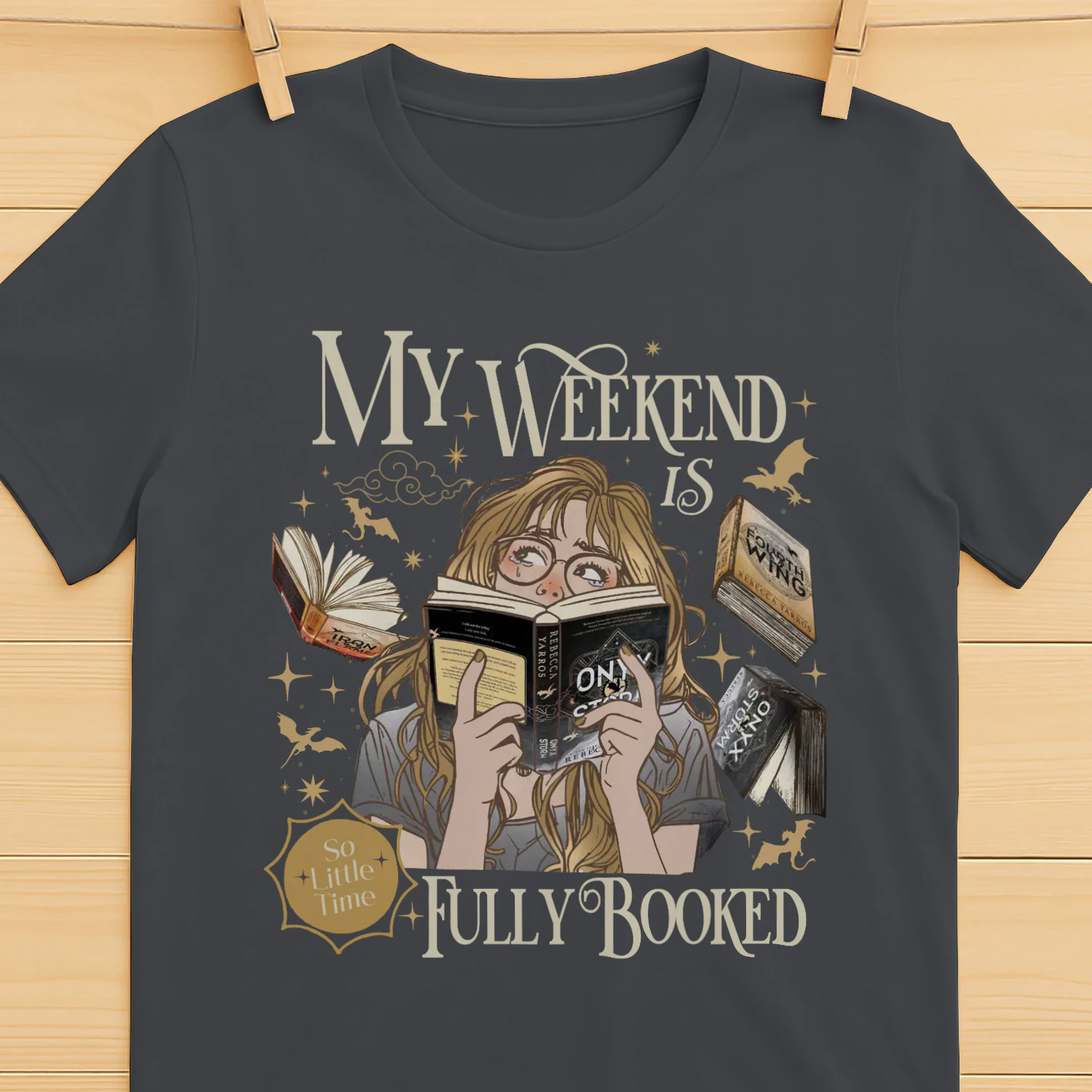 My Weekend Is Fully Booked Heavy Cotton Dark Colors T-shirt 1 Side, The Empyrean Series Gildan Tee, Fantasy Romance Book Shirt, Book Lover Gifts