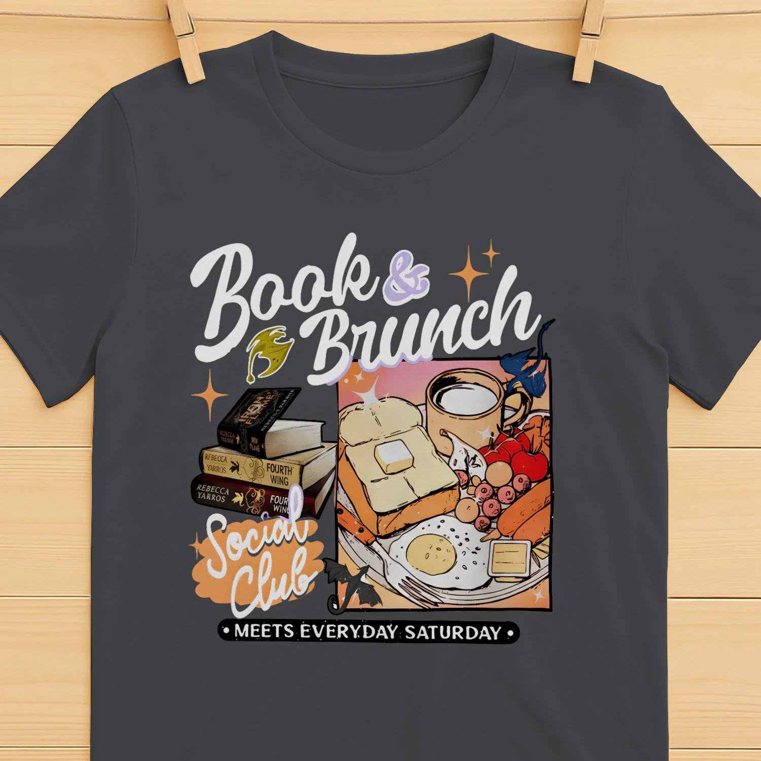 Book Brunch Heavy Cotton Dark Colors T-shirt 1 Side, Social Club Gildan Tee, Readers Club Shirt, Book Lover Gifts