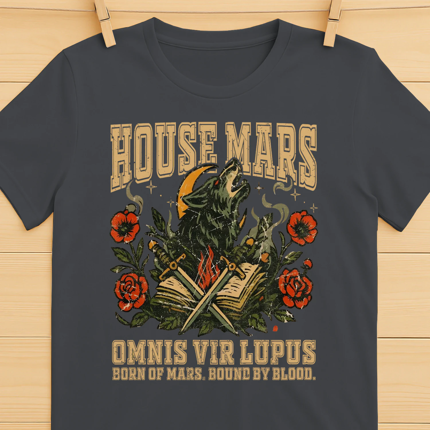 House Mars Heavy Cotton Dark Colors T-shirt 1 Side, Red Rising Saga Gildan Tee, Science Fiction Book Shirt, Book Lover Gifts