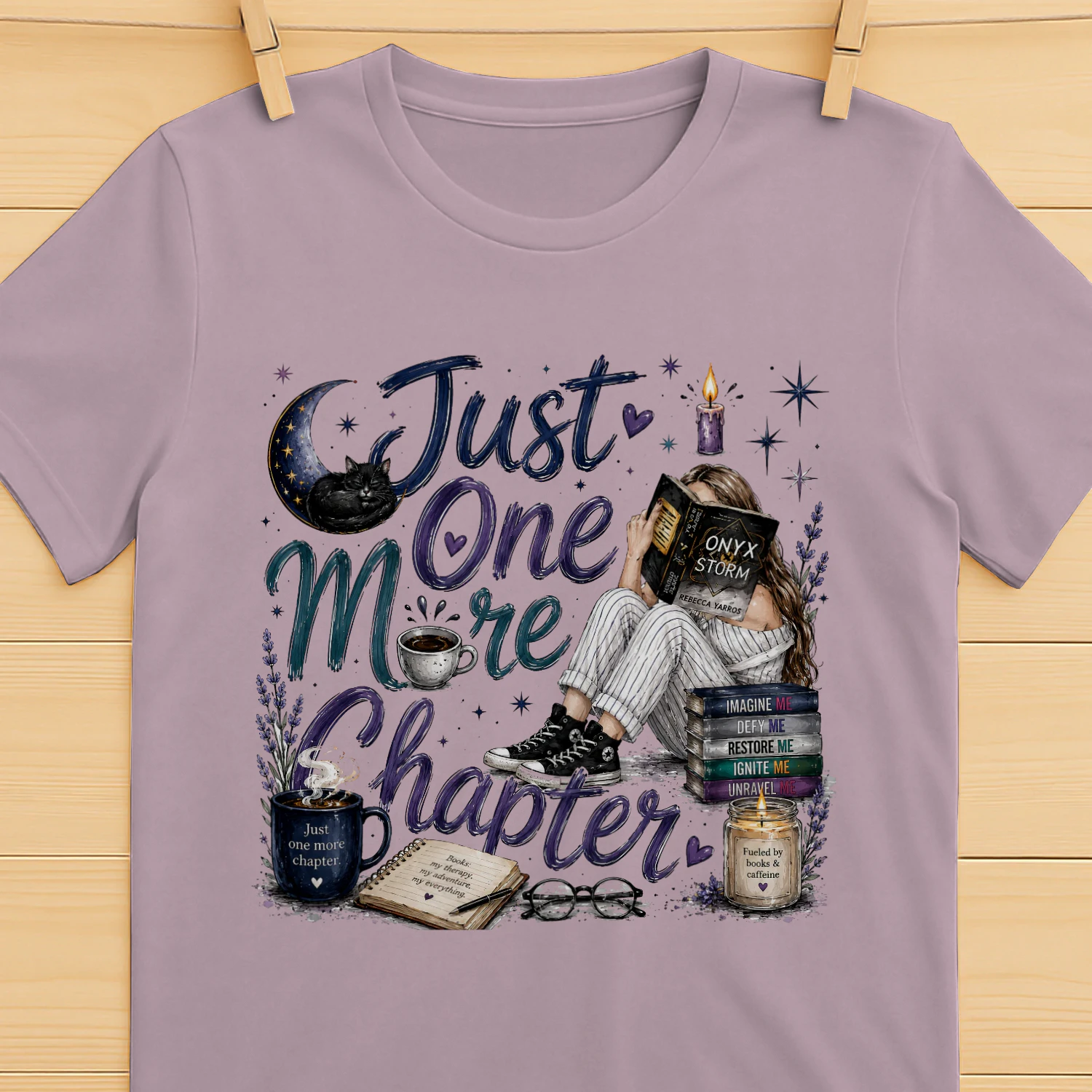 Just One More Chapter Heavy Cotton Light Colors T-shirt 1 Side, Fourth Wing Gildan Tee, Romantasy Shirt, Book Lover Gifts