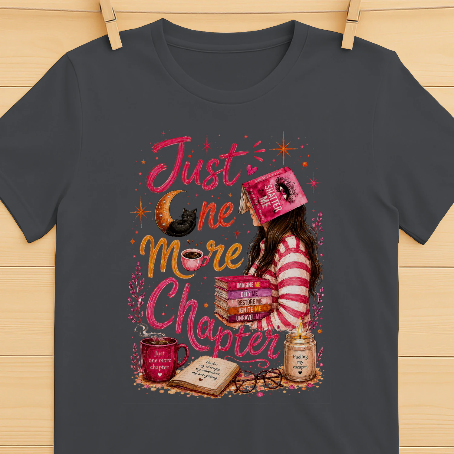 Just One More Chapter Heavy Cotton Dark Colors T-shirt 1 Side, Shatter Me Gildan Tee, Romantasy Shirt, Book Lover Gifts