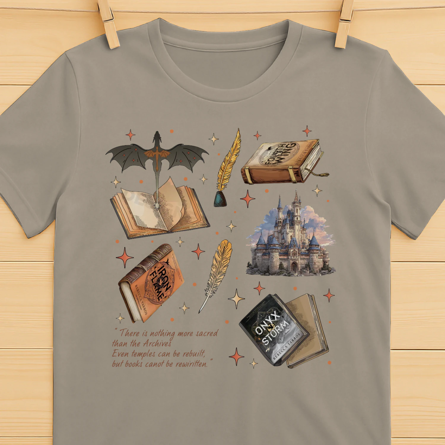 Fourth Wing Heavy Cotton Light Colors T-shirt 1 Side, The Empyrean Series Gildan Tee, Fantasy Romance Book Shirt, Book Gifts