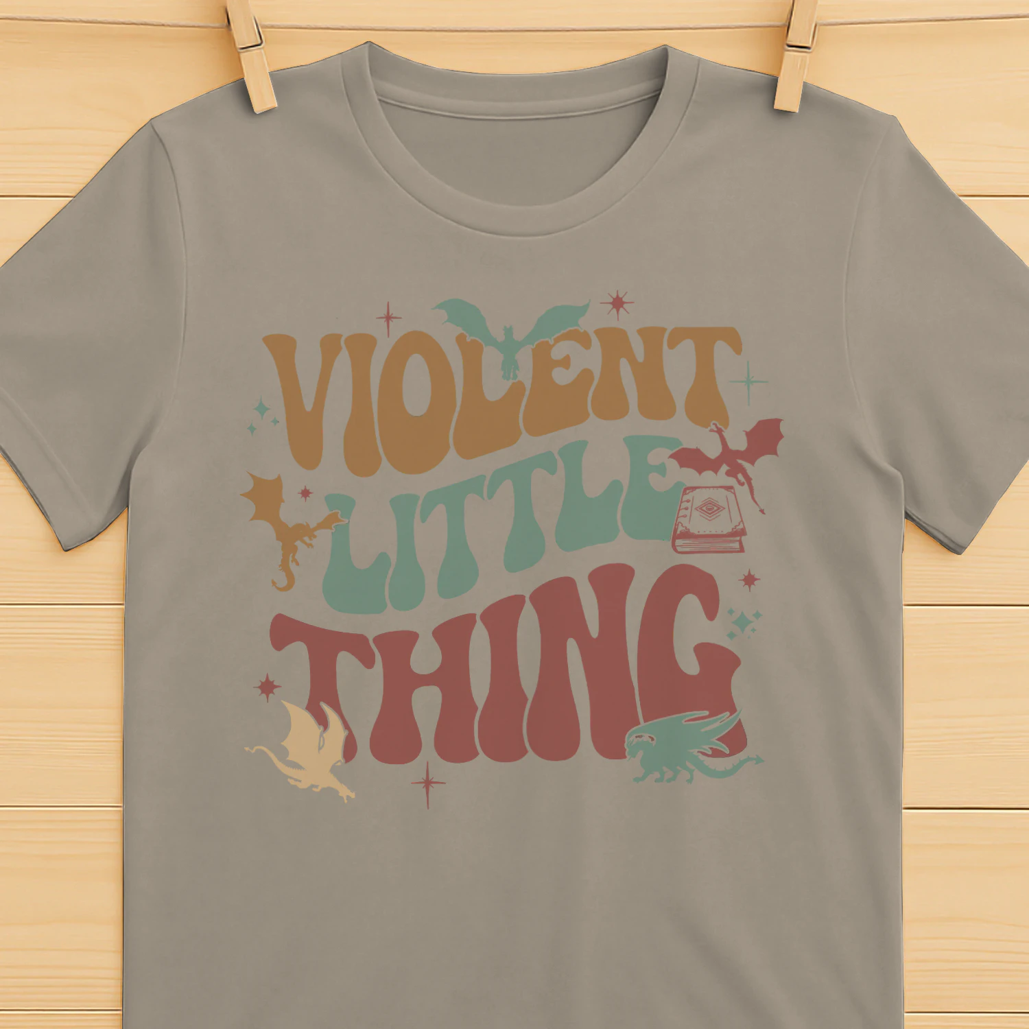 Violent Little Thing Heavy Cotton Light Colors T-shirt 1 Side, Fourth Wing Gildan Tee, Romantasy Book Shirt, Book Gifts