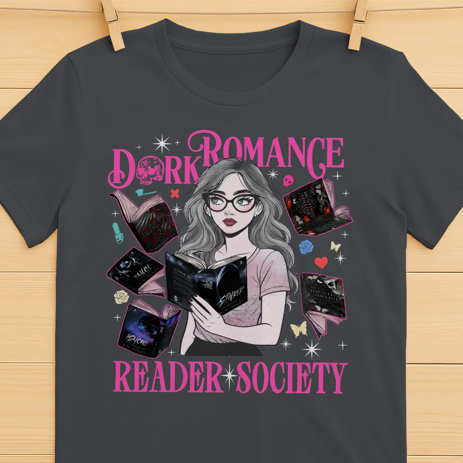 Reader Society Heavy Cotton T-shirt 1 Side, Dark Romance Book Tee, Romantasy Book Shirt, Book Lover Gifts