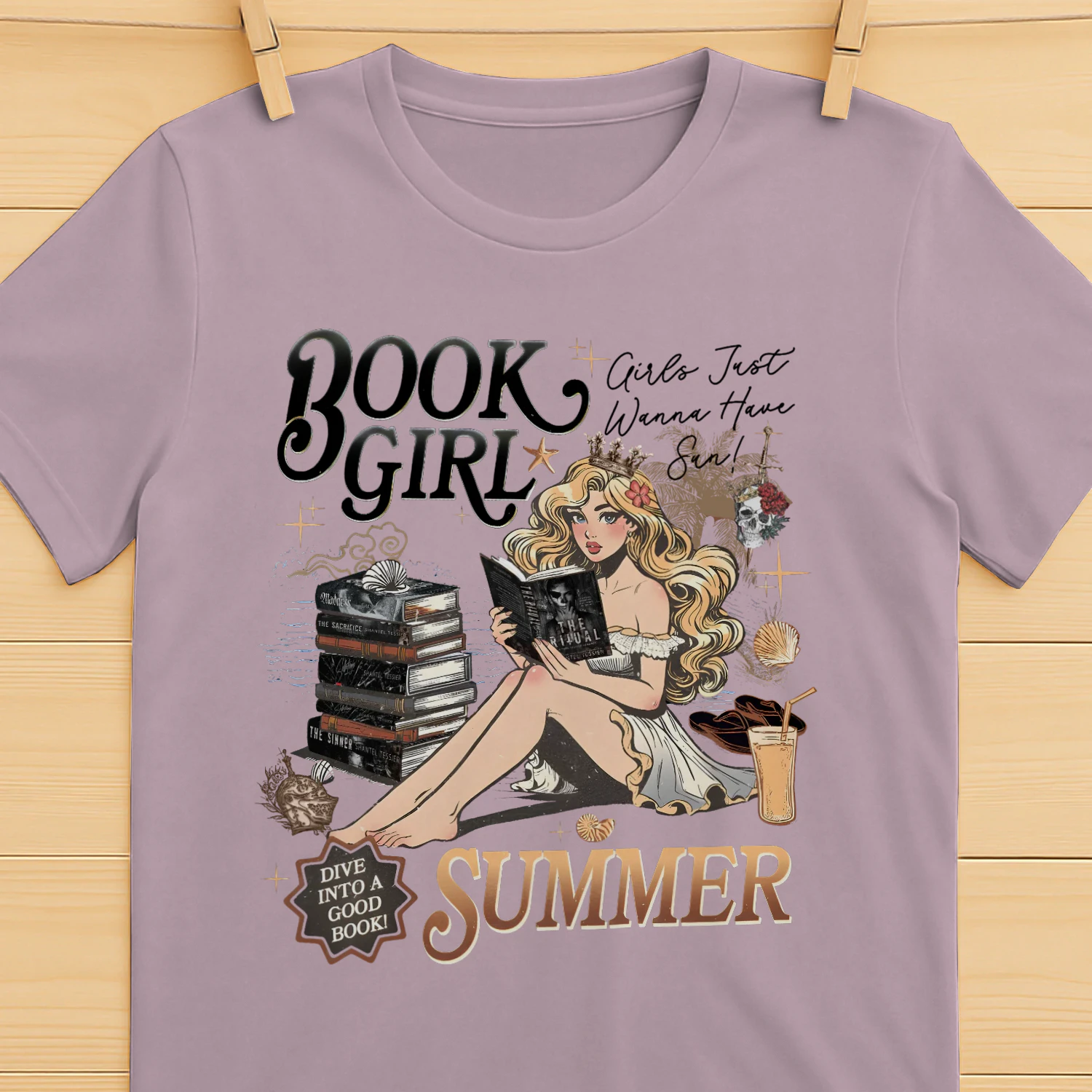 Book Girl Summer Heavy Cotton Light Colors T-shirt 2 Side, The Enemy Series Gildan Tee, Survival Horror Book Shirt, Book Lover Gifts