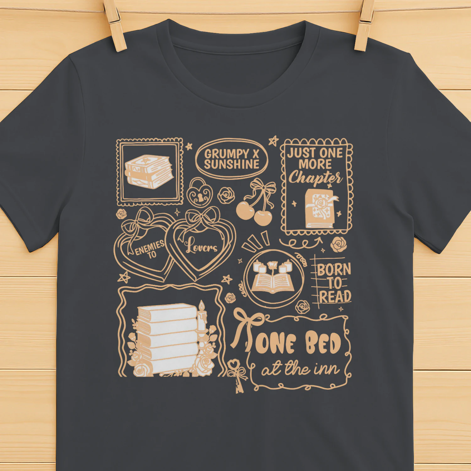 Enemies To Lovers Heavy Cotton Dark Colors T-shirt 1 Side, Book Lover Quotes Gildan Tee, Readers Club Shirt, Book Lover Gifts
