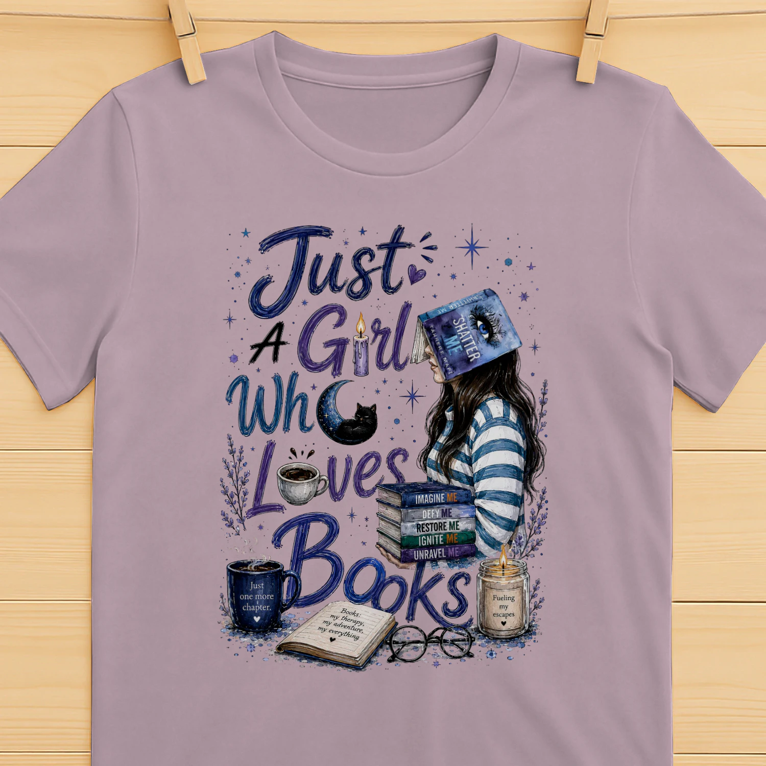 Just A Girl Who Lovers Books Heavy Cotton Light Colors T-shirt 1 Side, Shatter Me Gildan Tee, Romantasy Shirt, Book Lover Gifts
