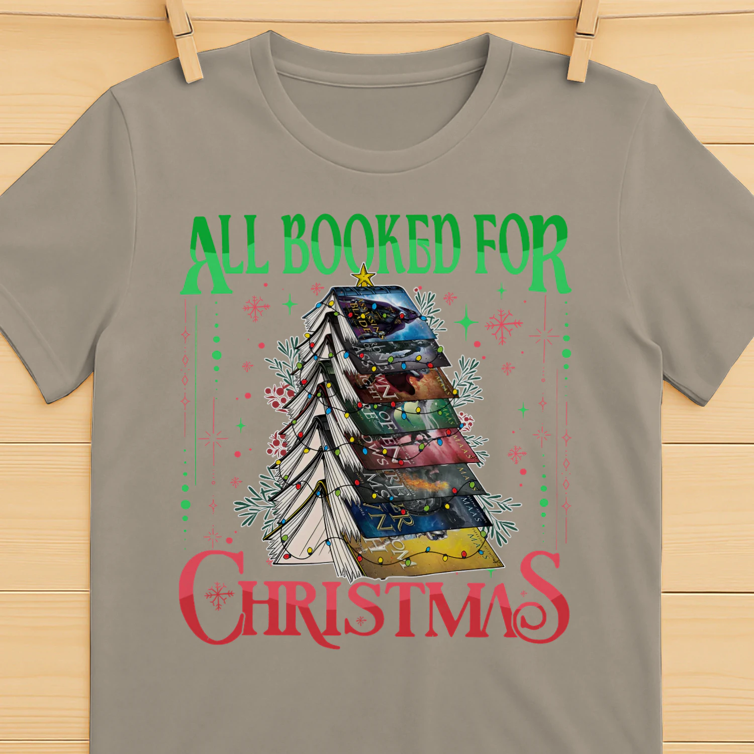 All Booked For Christmas Heavy Cotton Light Colors T-shirt 1 Side, Acotar Gildan Tee, Romantasy Book Shirt, Book Gifts