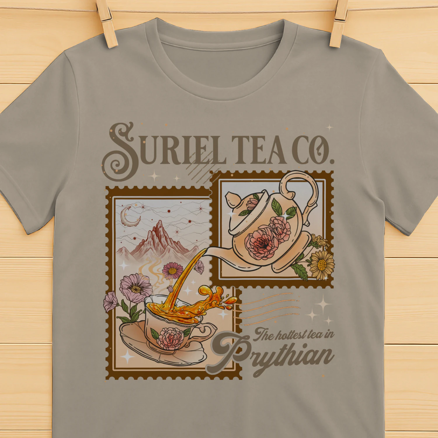 Suriel Tea Co Heavy Cotton Light Colors T-shirt 1 Side, Acotar Series Gildan Tee, Fantasy Romance Book Shirt, Book Lover Gifts
