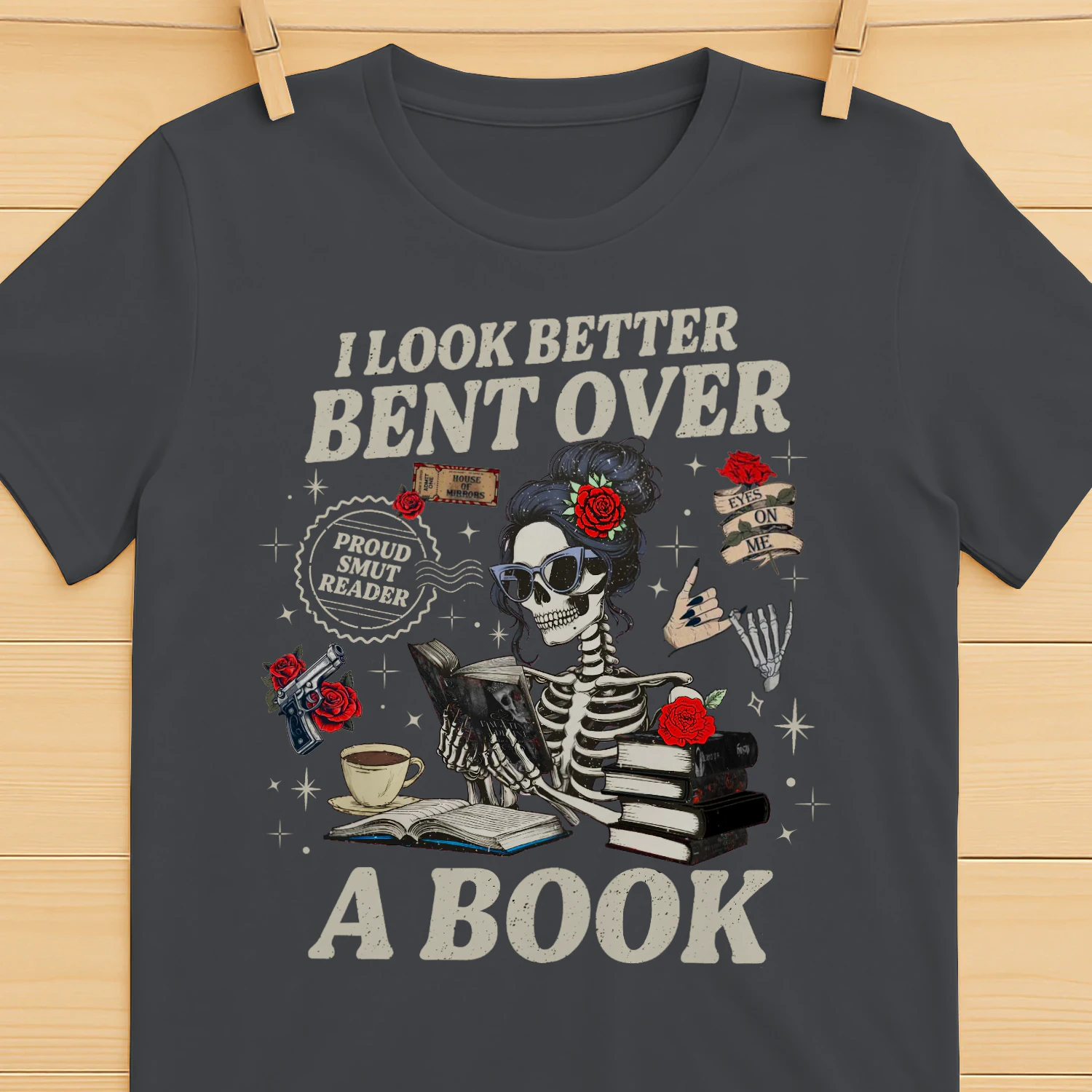I Look Better Bent Over A Book Heavy Cotton Dark Colors T-shirt 1 Side, Haunting Adeline Gildan Tee, Dark Romance Shirt, Book Lover Gifts