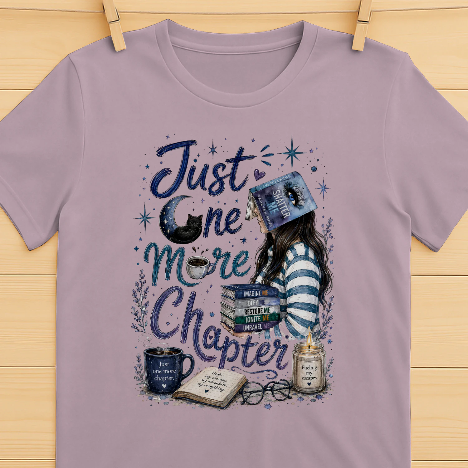 Just One More Chapter Heavy Cotton Light Colors T-shirt 1 Side, Shatter Me Gildan Tee, Romantasy Shirt, Book Lover Gifts