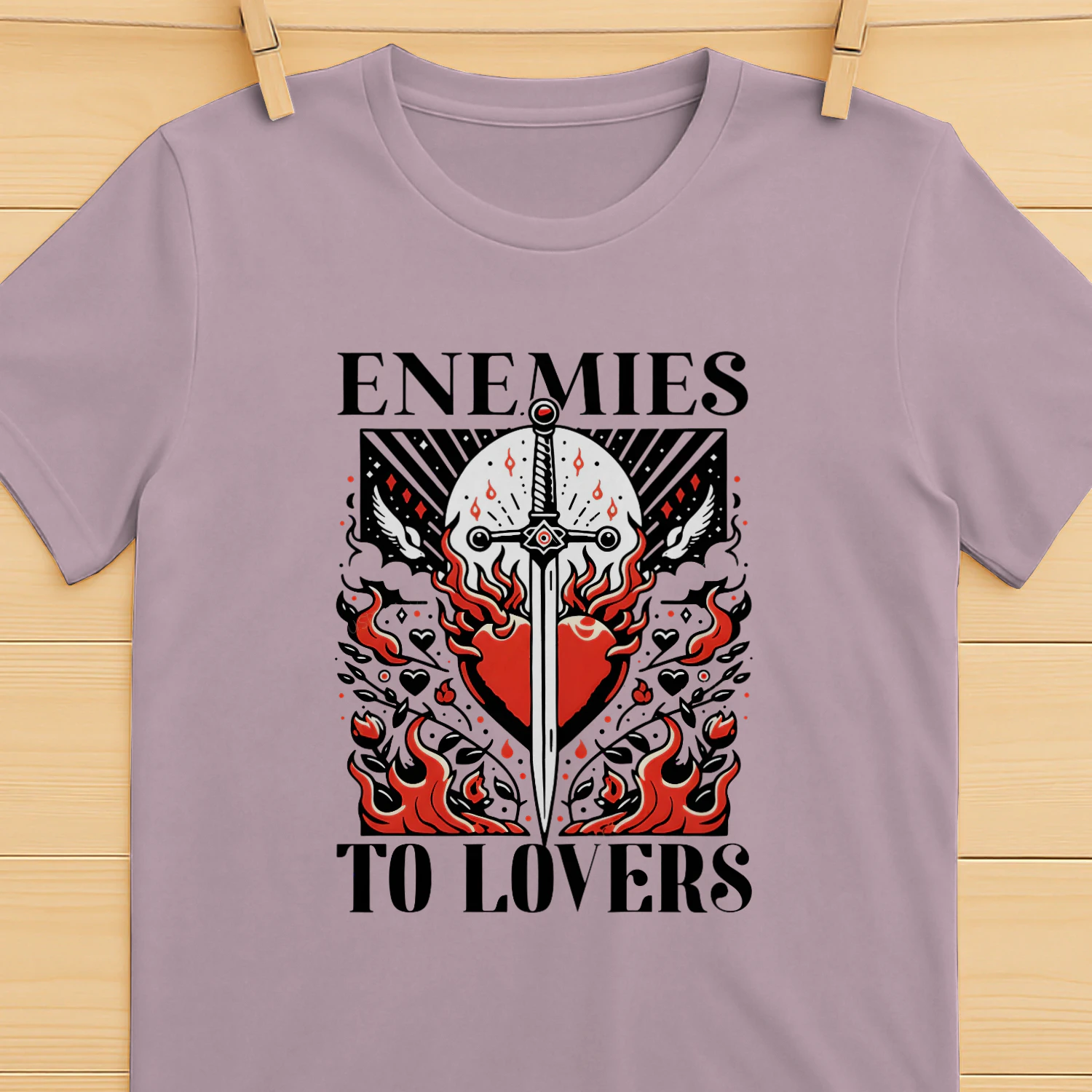 Enemies To Lovers Heavy Cotton Light Colors T-shirt 1 Side, Book Club Gildan Tee, Readers Club Shirt, Book Lover Gifts