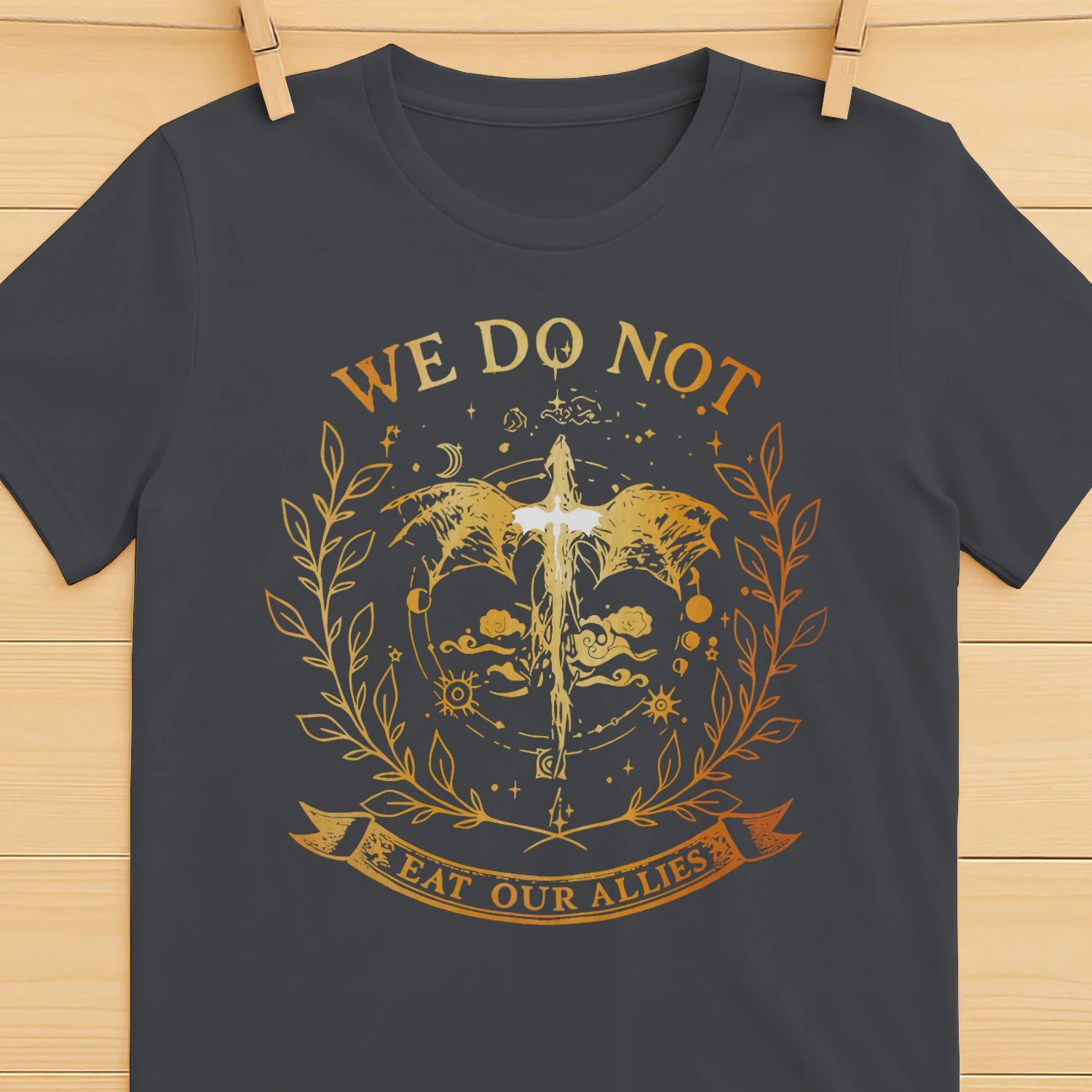 We Do Not Eat Our Allies Heavy Cotton Dark Colors T-shirt 1 Side, Fourth Wing Gildan Tee, Fantasy Romance Book Shirt, Book Lover Gifts