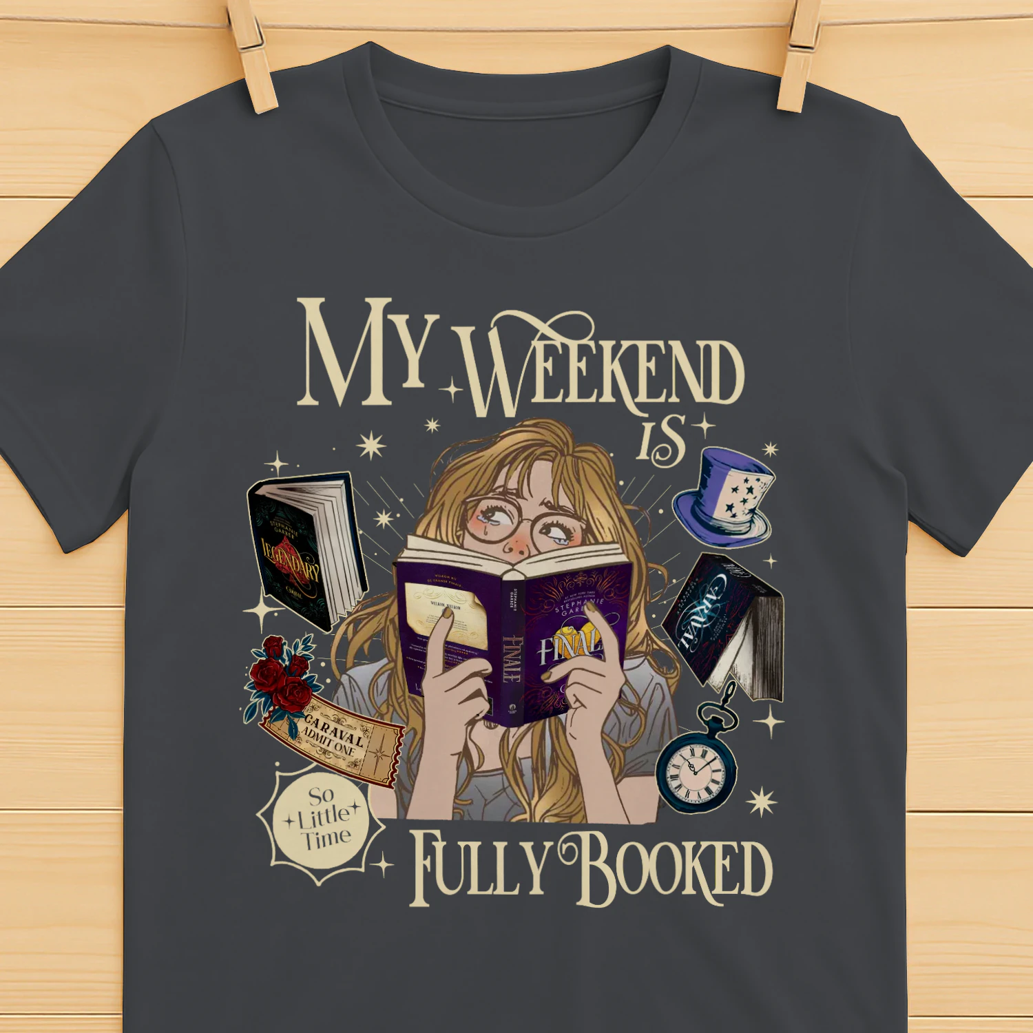 My Weekend Is Fully Booked Heavy Cotton Dark Colors T-shirt 2 Side, Caraval Series Gildan Tee, Young Adult Book Shirt, Book Lover Gifts
