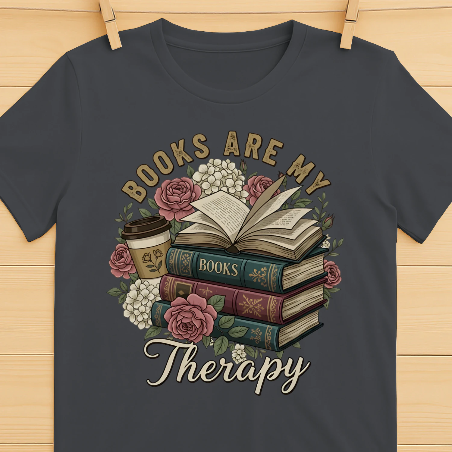 Book Are My Therapy V3 Heavy Cotton Dark Colors T-shirt 1 Side, Book Club Gildan Tee, Readers Club Shirt, Book Lover Gifts