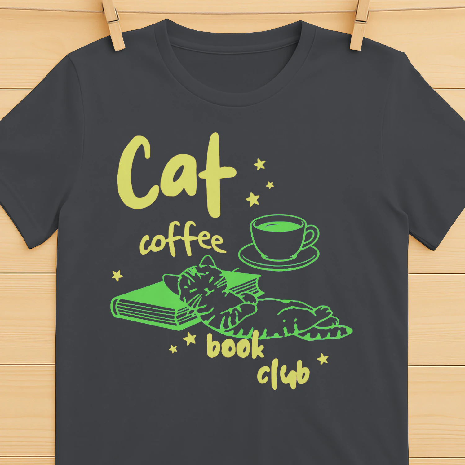 Cat, Coffee, Book Club Heavy Cotton Dark Colors T-shirt 1 Side, Book Club Gildan Tee, Readers Club Shirt, Book Lover Gifts