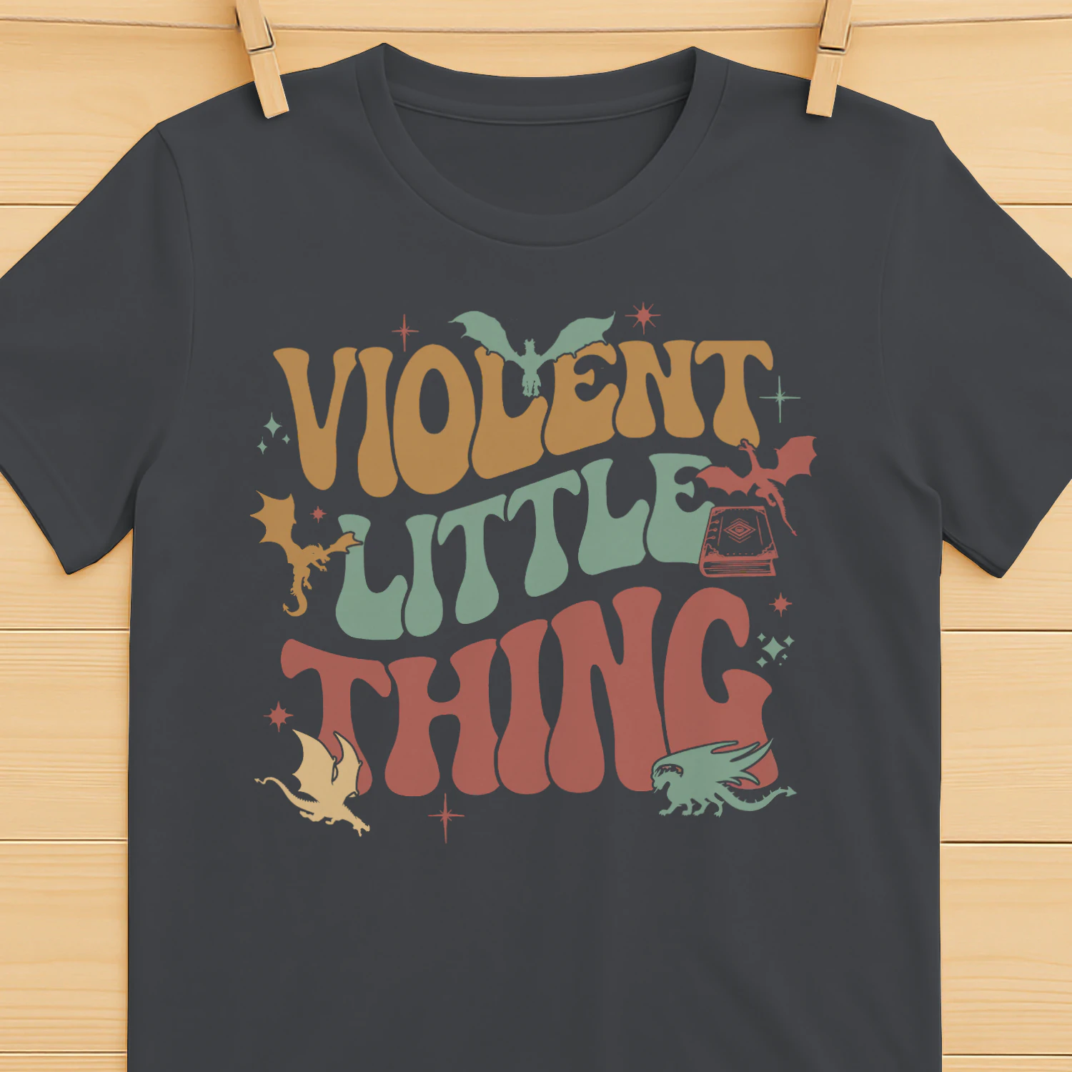 Violent Little Thing Heavy Cotton Dark Colors T-shirt 1 Side, Fourth Wing Gildan Tee, Romantasy Book Shirt, Book Lover Gifts
