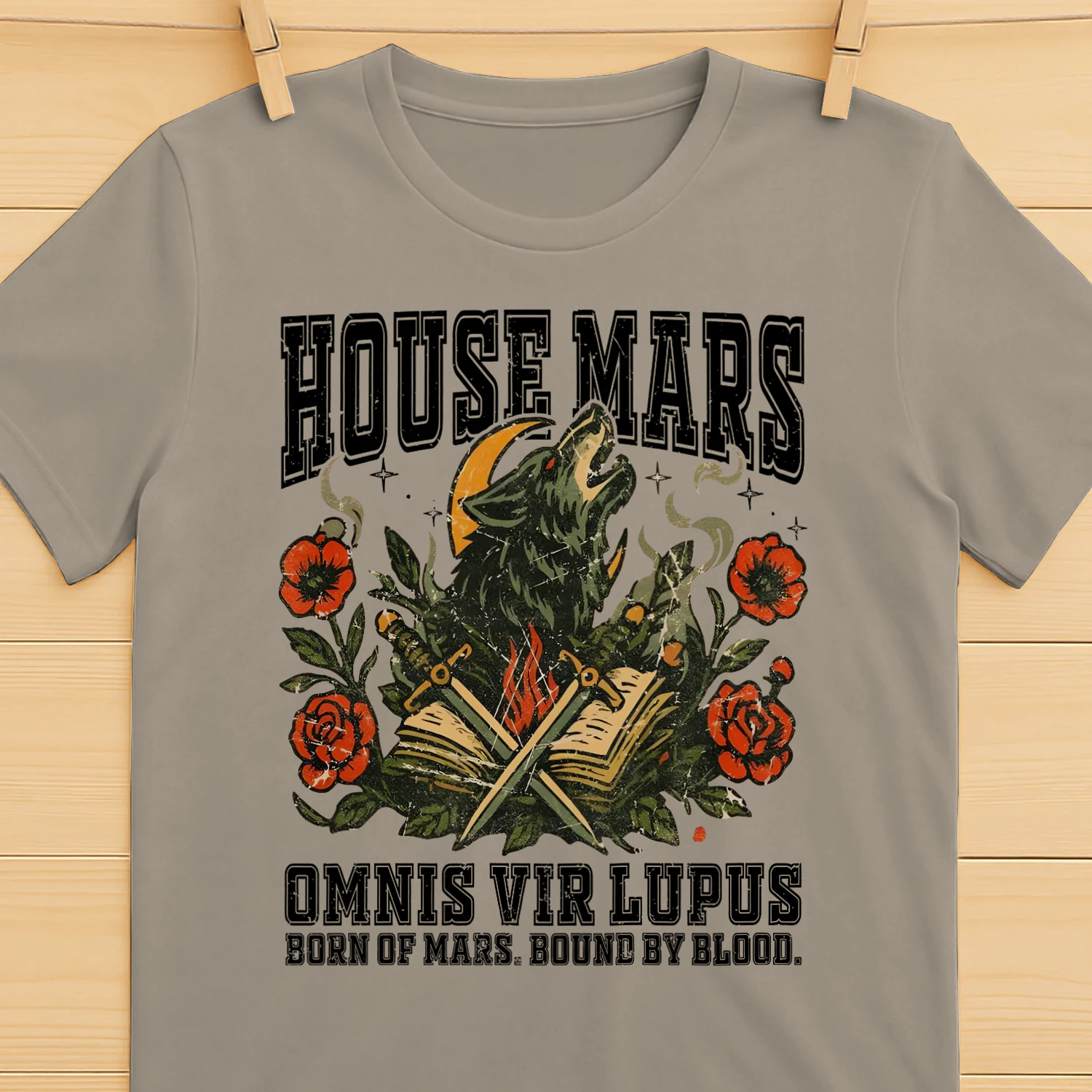 House Mars Heavy Cotton Light Colors T-shirt 1 Side, Red Rising Saga Gildan Tee, Science Fiction Book Shirt, Book Gifts