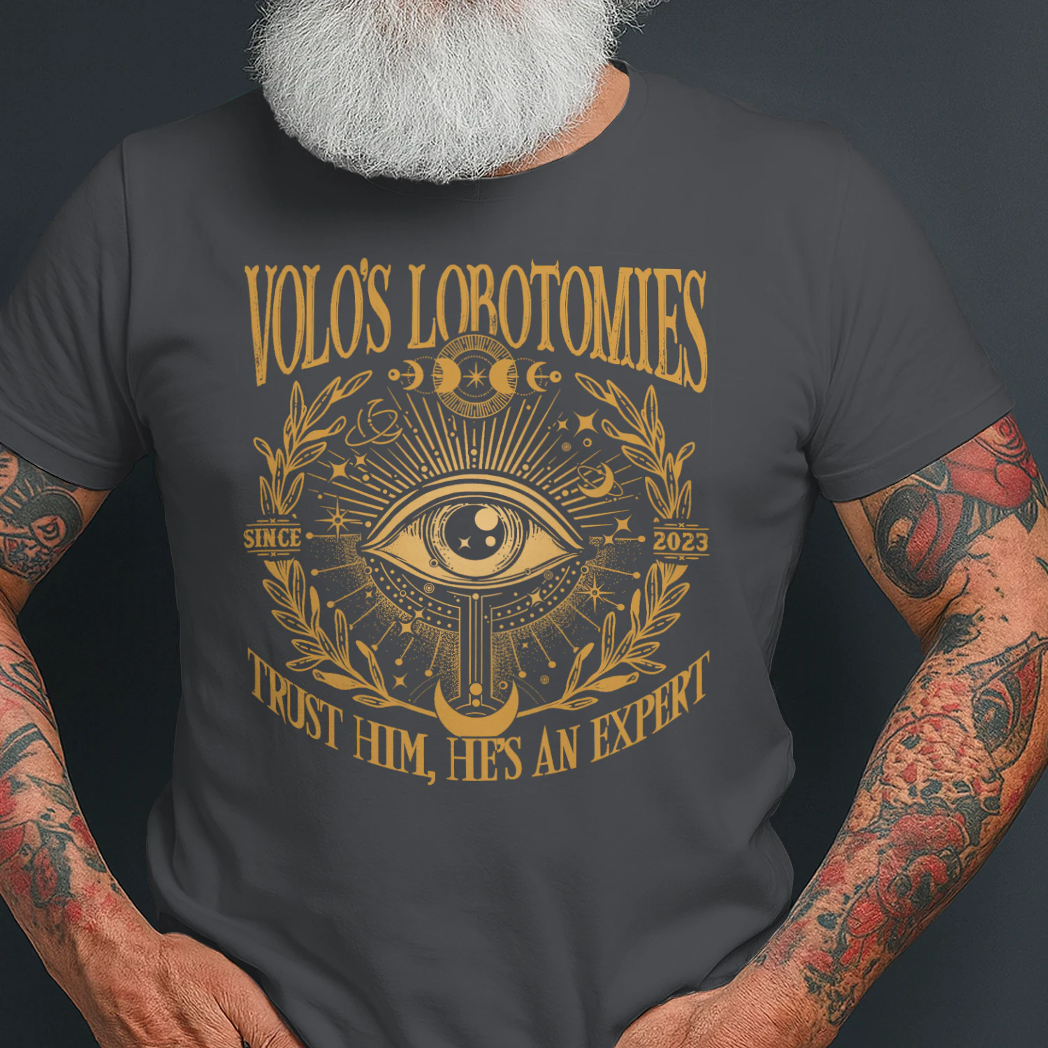 Volo’s Lobotomies Heavy Cotton Dark Colors T-shirt 1 Side, High Fantasy Gildan Tee, Tabletop RPG Lore Shirt, Book Lover Gifts
