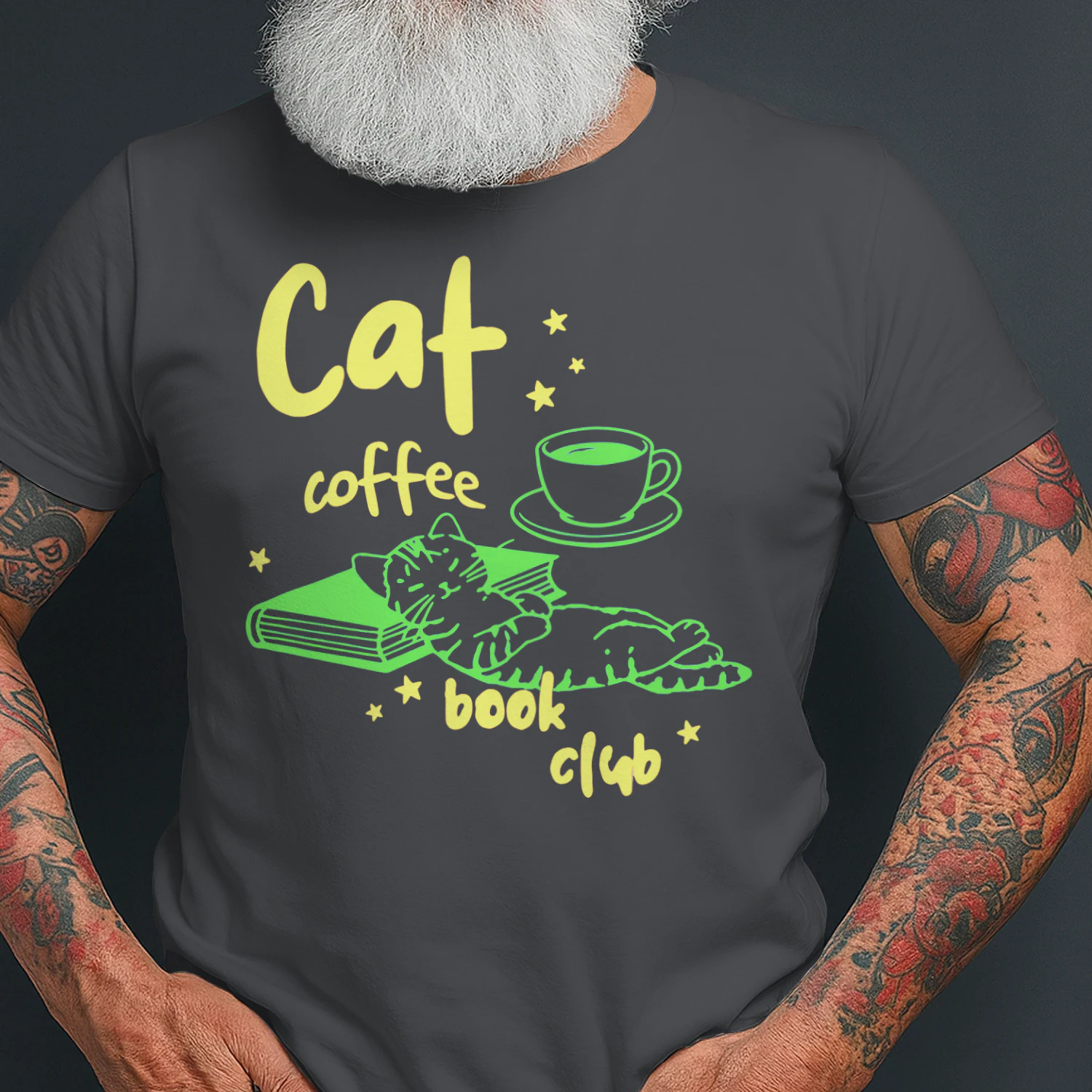 Cat, Coffee, Book Club Heavy Cotton Dark Colors T-shirt 1 Side, Book Club Gildan Tee, Readers Club Shirt, Book Lover Gifts