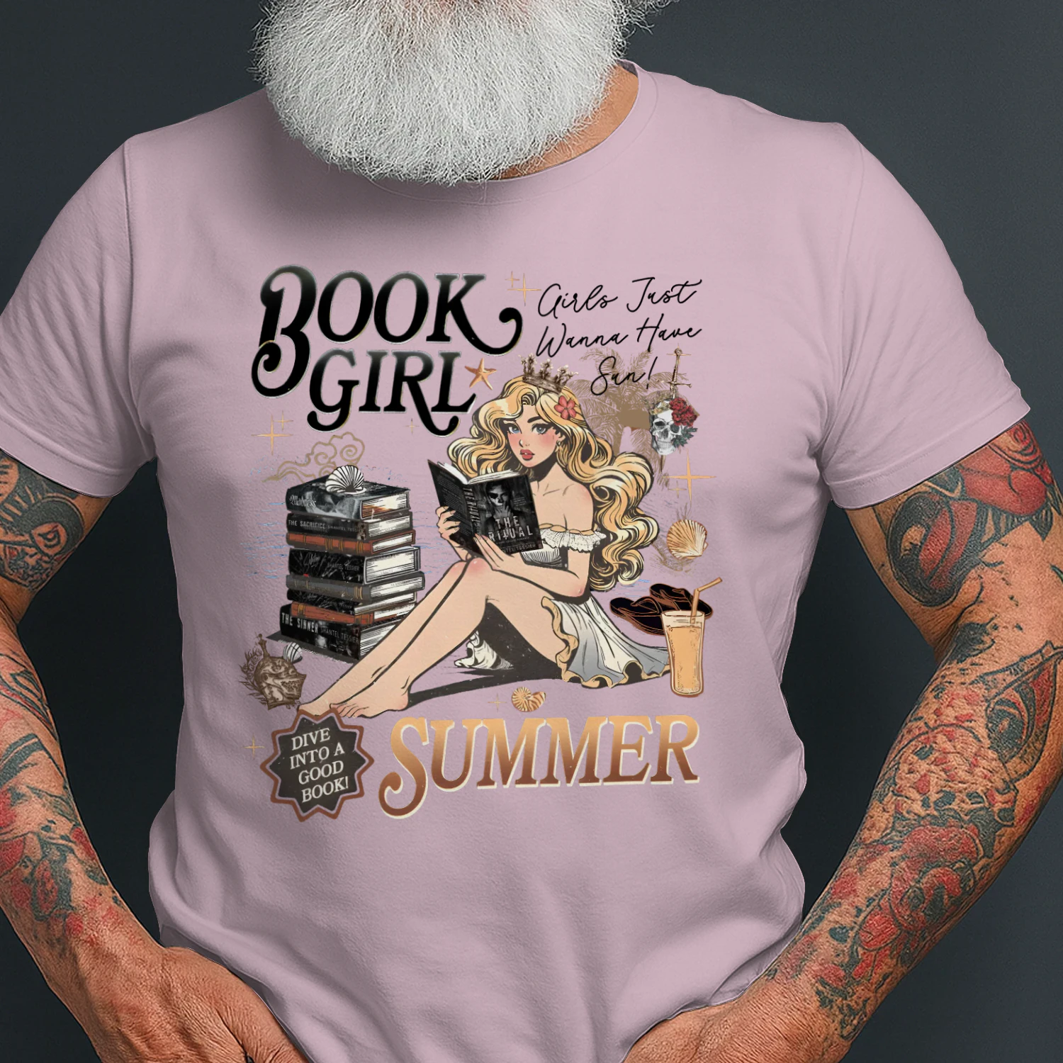 Book Girl Summer Heavy Cotton Light Colors T-shirt 2 Side, The Enemy Series Gildan Tee, Survival Horror Book Shirt, Book Lover Gifts