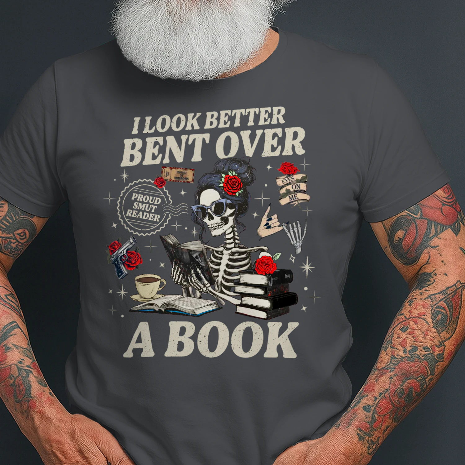 I Look Better Bent Over A Book Heavy Cotton Dark Colors T-shirt 1 Side, Haunting Adeline Gildan Tee, Dark Romance Shirt, Book Lover Gifts