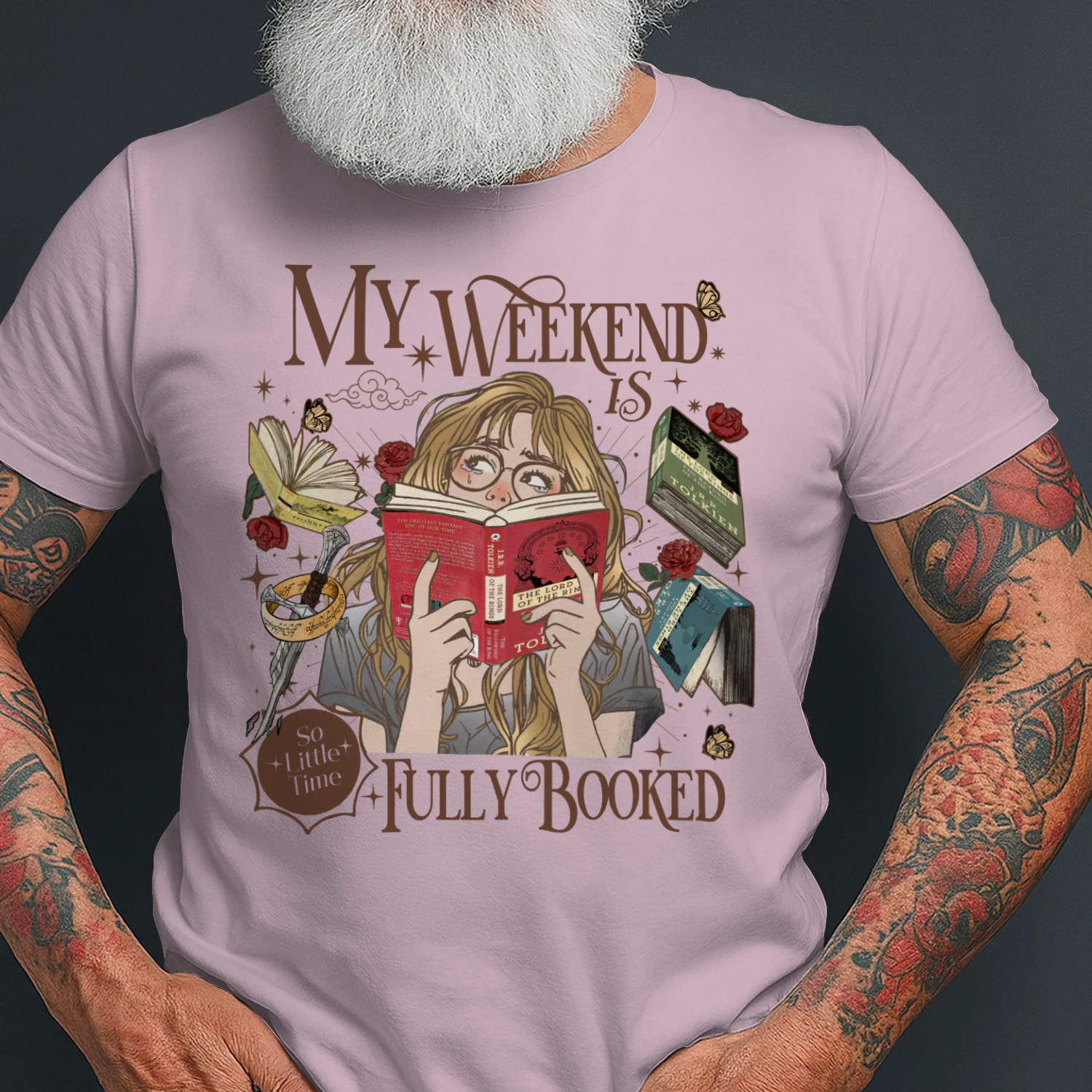 My Weekend Is Fully Booked Heavy Cotton Light Colors T-shirt 1 Side, The Lord Of The Rings Gildan Tee, Epic Fantasy Shirt, Book Lover Gifts