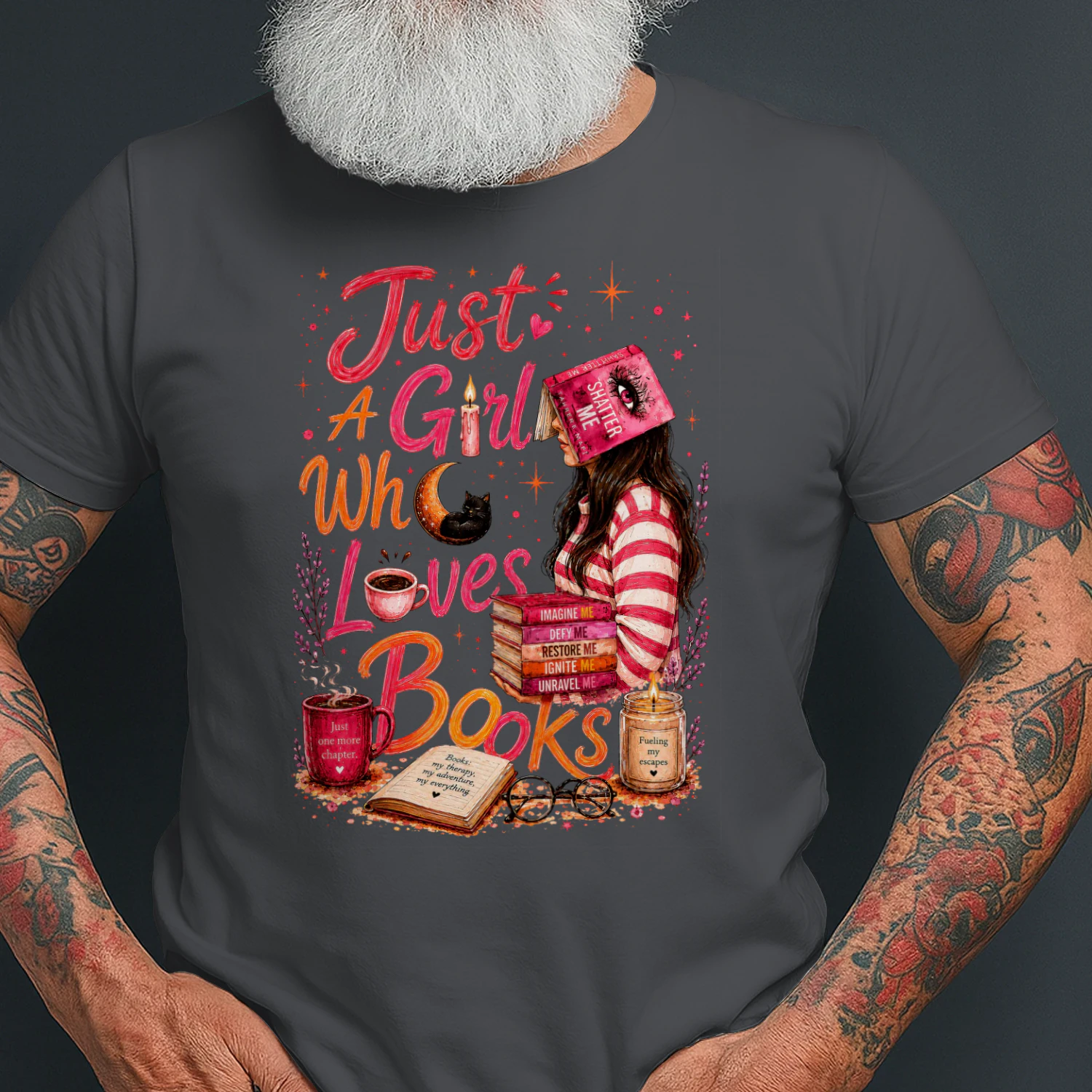 Just A Girl Who Lovers Books Heavy Cotton Dark Colors T-shirt 1 Side, Shatter Me Gildan Tee, Romantasy Shirt, Book Lover Gifts