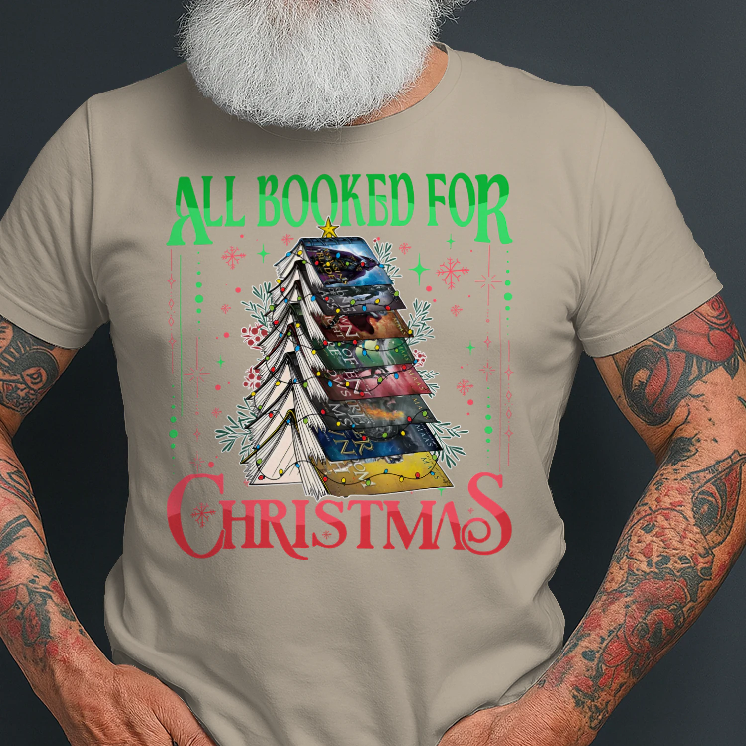 All Booked For Christmas Heavy Cotton Light Colors T-shirt 1 Side, Acotar Gildan Tee, Romantasy Book Shirt, Book Gifts