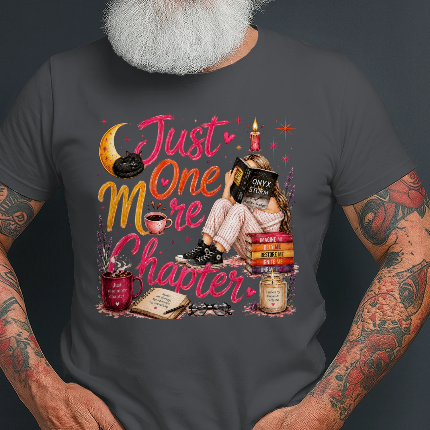 Just One More Chapter Heavy Cotton Dark Colors T-shirt 1 Side, Fourth Wing Gildan Tee, Romantasy Shirt, Book Lover Gifts