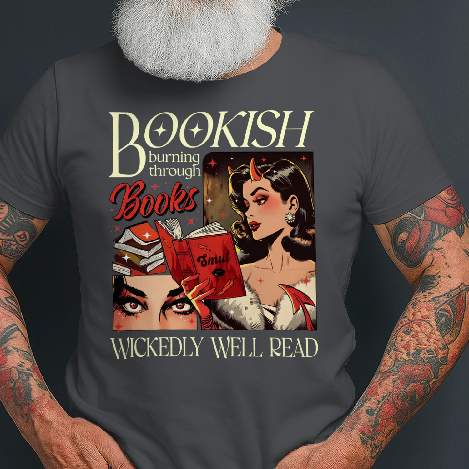 Bookish Burning Through Heavy Cotton Dark Colors T-shirt 1 Side, Wickedly Well Read Gildan Tee, Readers Club Shirt, Book Lover Gifts