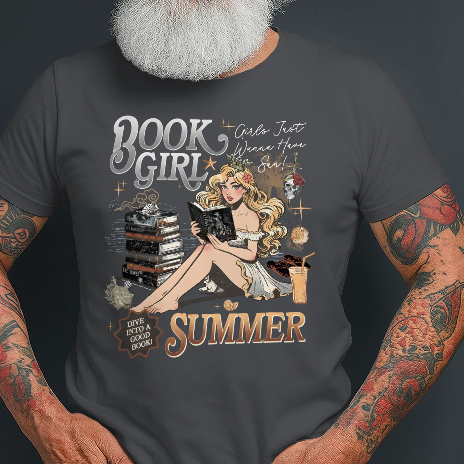 Book Girl Summer Heavy Cotton Dark Colors T-shirt 2 Side, The Enemy Series Gildan Tee, Survival Horror Book Shirt, Book Lover Gifts