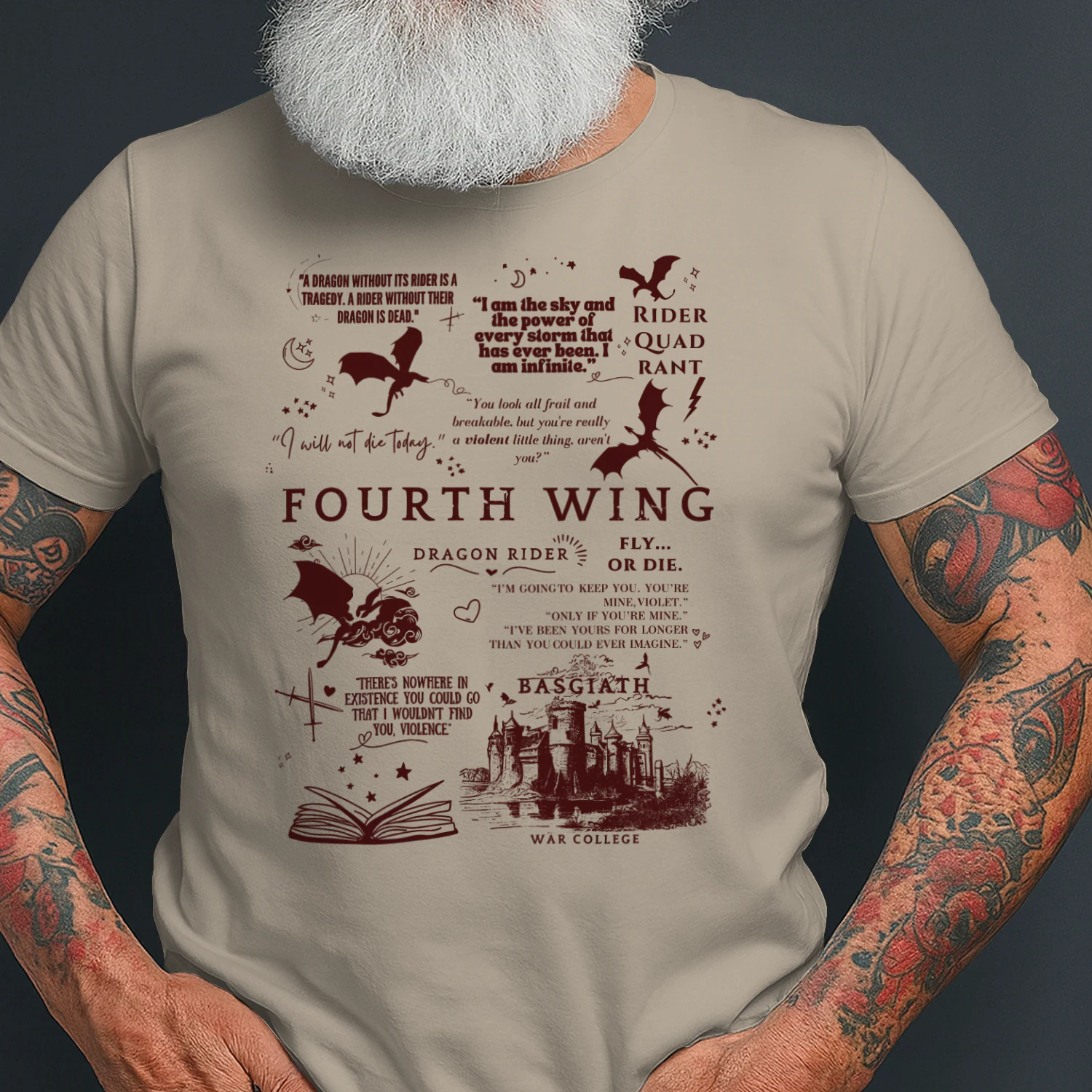 Fourth Wing Heavy Cotton Light Colors T-shirt 1 Side, The Empyrean Series Gildan Tee, Fantasy Romance Book Shirt, Book Gifts