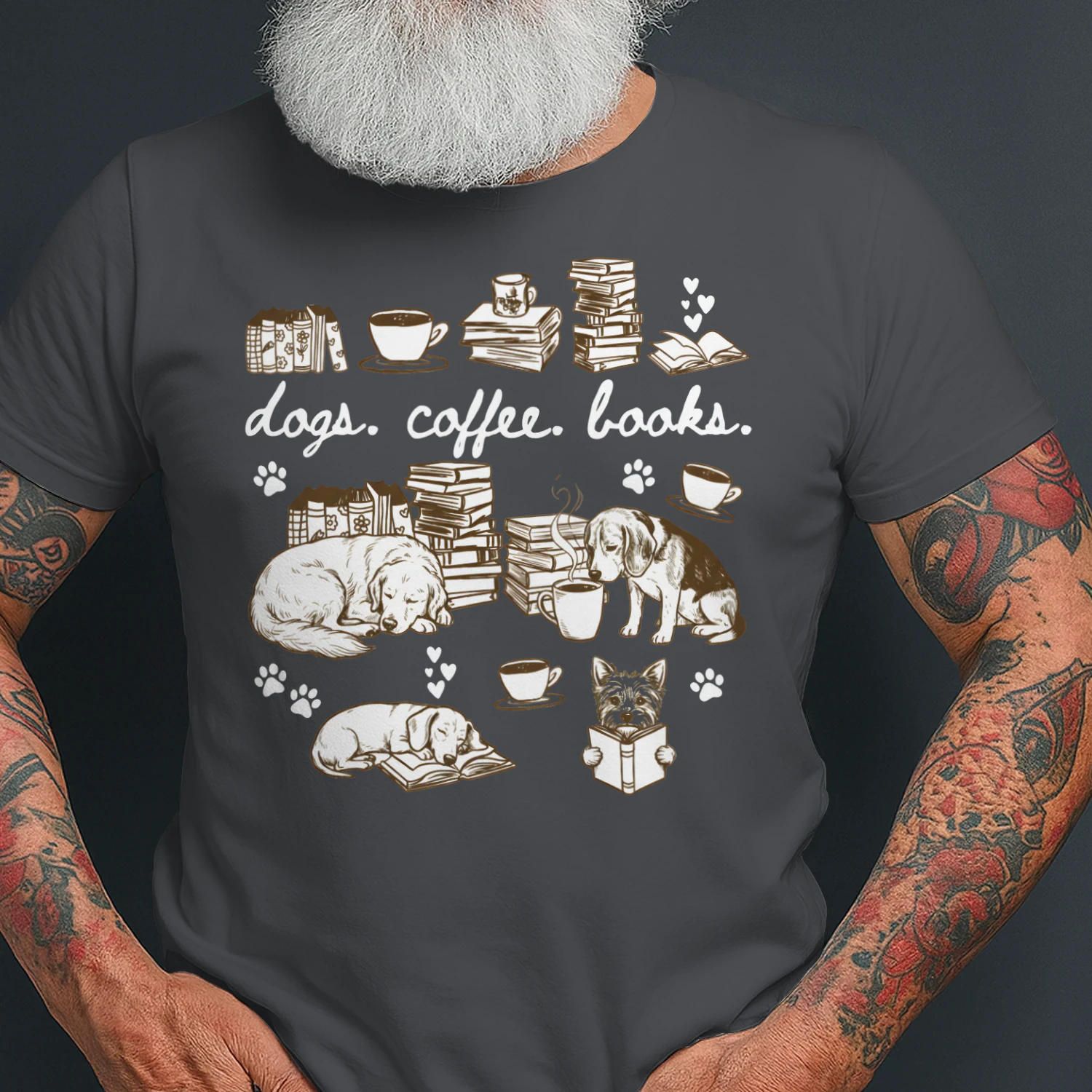 Dogs, Coffee and Book Club Heavy Cotton Dark Colors T-shirt 1 Side, Book Club Gildan Tee, Readers Club Shirt, Book Lover Gifts