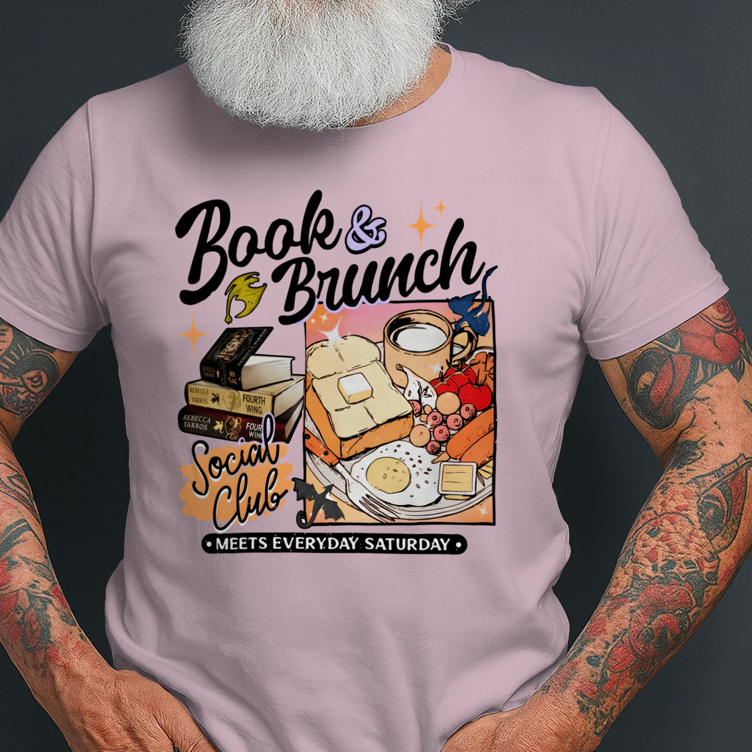 Book Brunch Heavy Cotton Light Colors T-shirt 1 Side, Social Club Gildan Tee, Readers Club Shirt, Book Lover Gifts