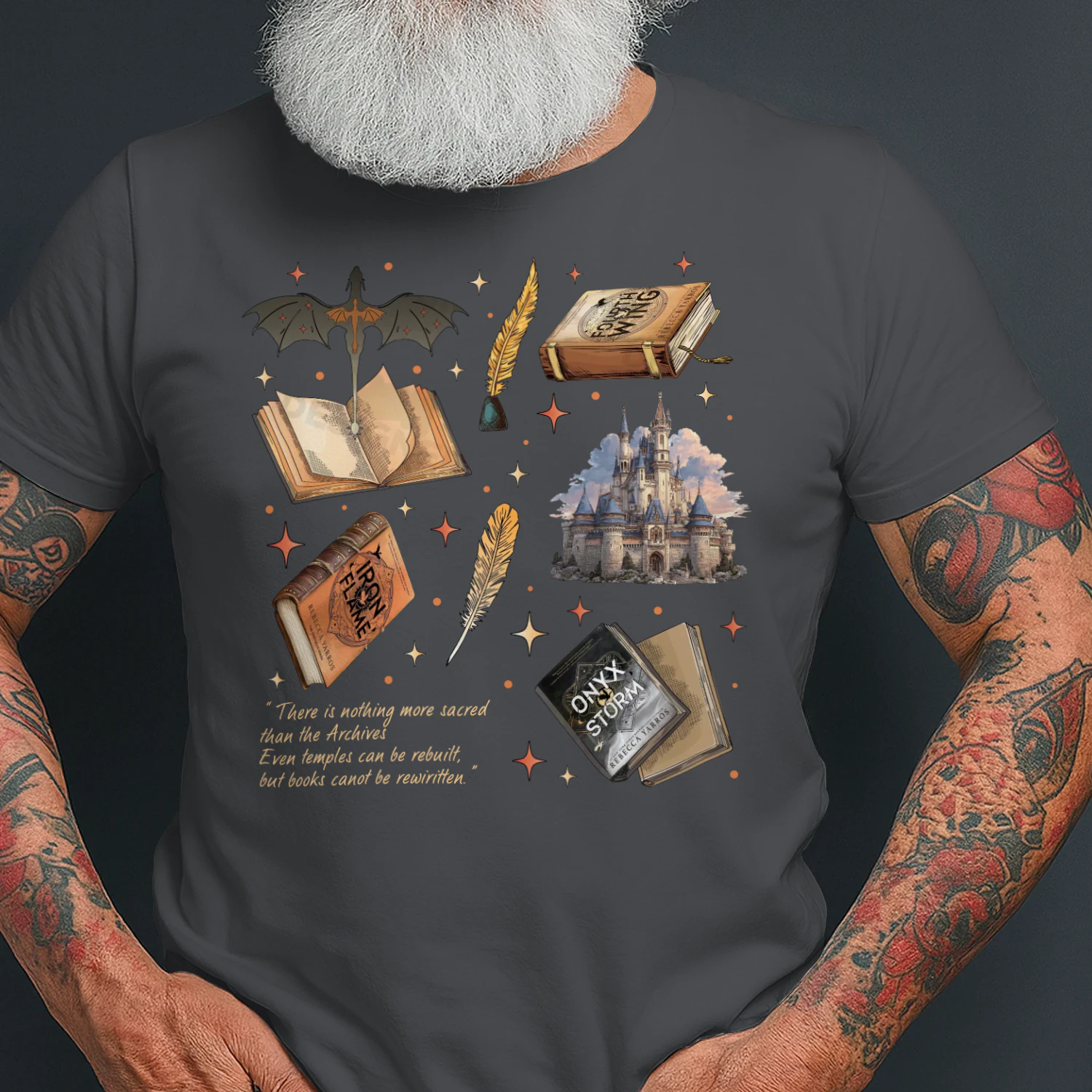 Fourth Wing Heavy Cotton Dark Colors T-shirt 1 Side, The Empyrean Series Gildan Tee, Fantasy Romance Book Shirt, Book Lover Gifts