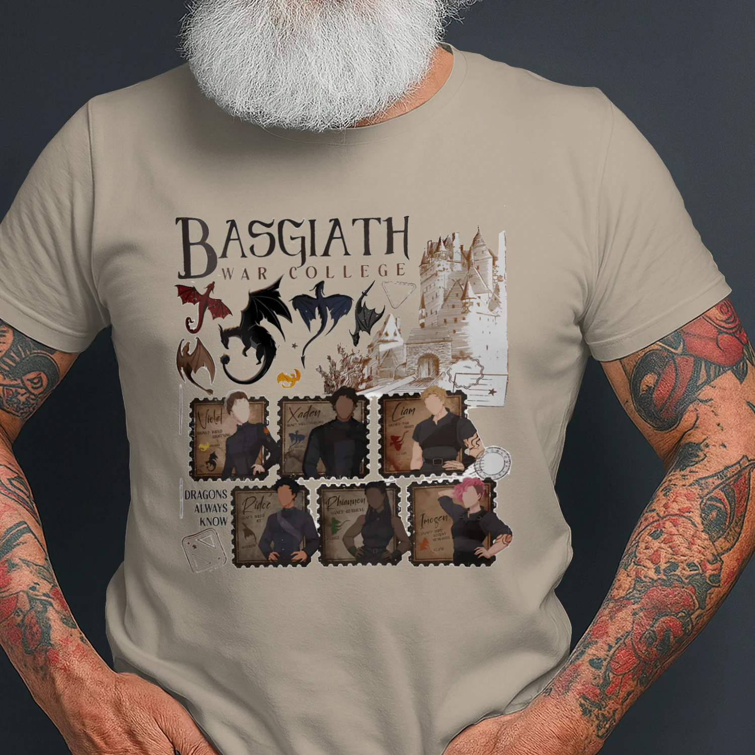 Basgiath War College Heavy Cotton Light Colors T-shirt 1 Side, Fourth Wing Gildan Tee, Fantasy Romance Book Shirt, Book Lover Gifts