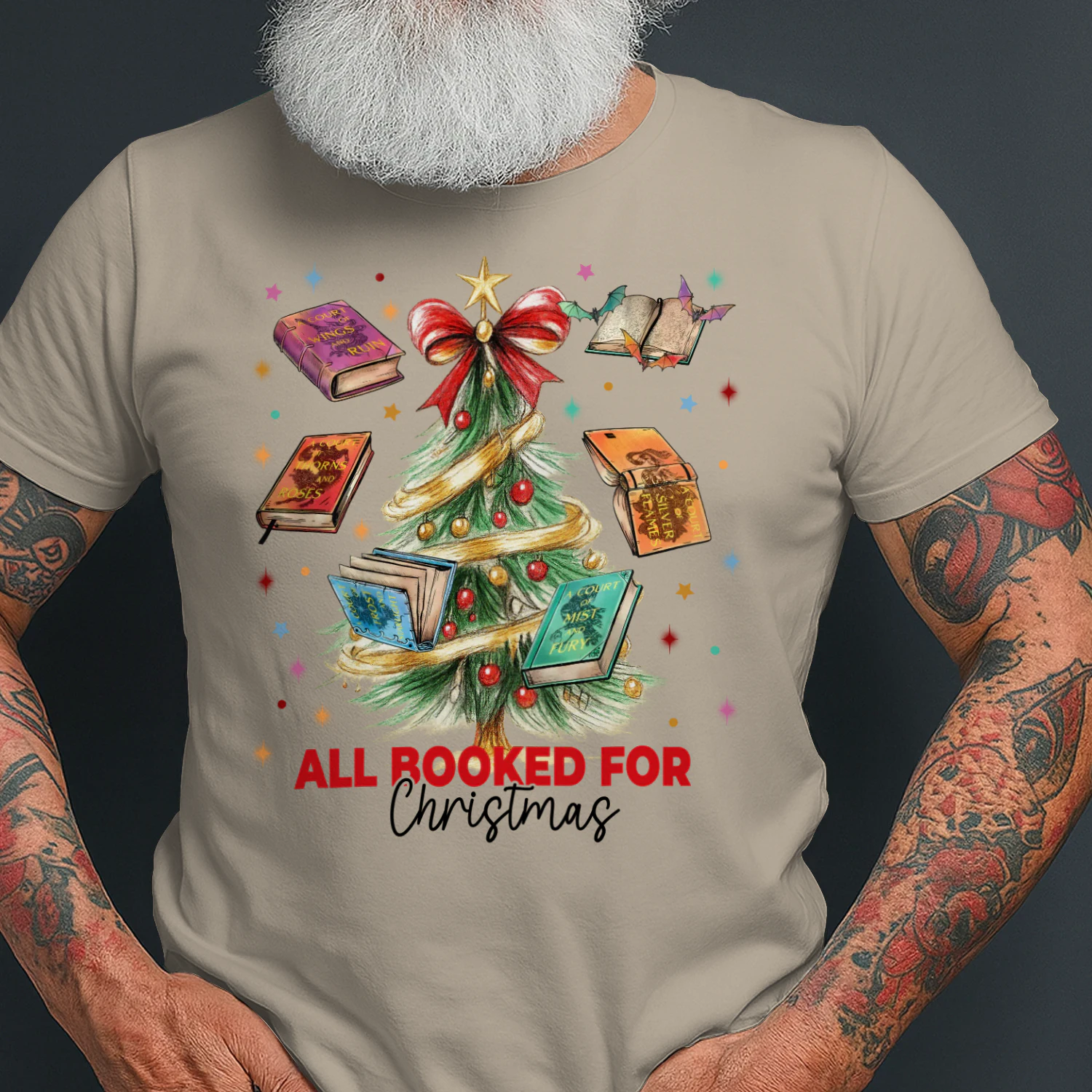 All Booked For Christmas Heavy Cotton T-shirt 1 Side, Acotar Series Gildan Tee, Fantasy Romance Book Shirt, Book Lover Gifts