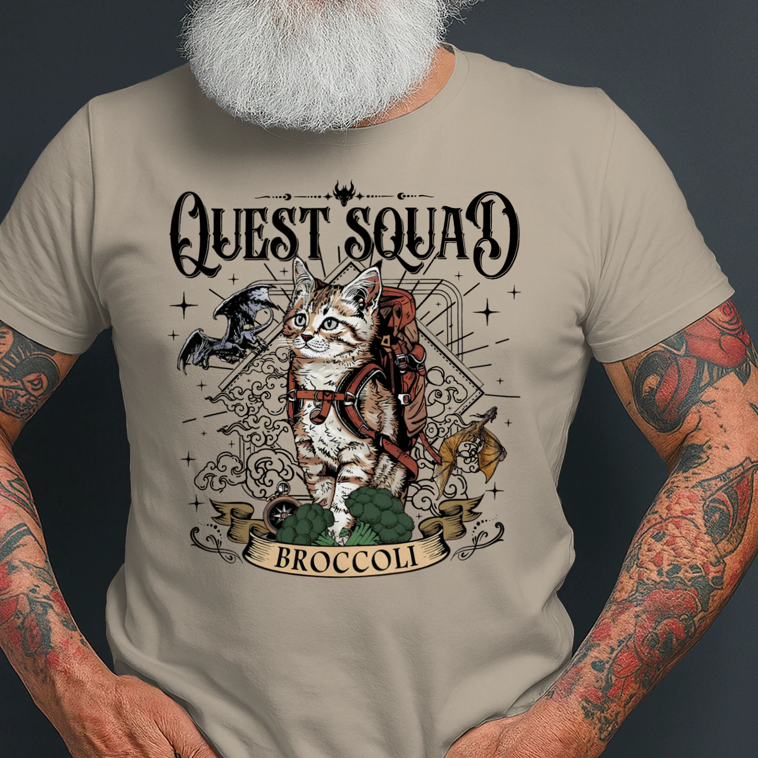 Quest Squad Broccoli Heavy Cotton Light Colors T-shirt 1 Side, Fourth Wing Gildan Tee, Fantasy Romance Book Shirt, Book Lover Gifts