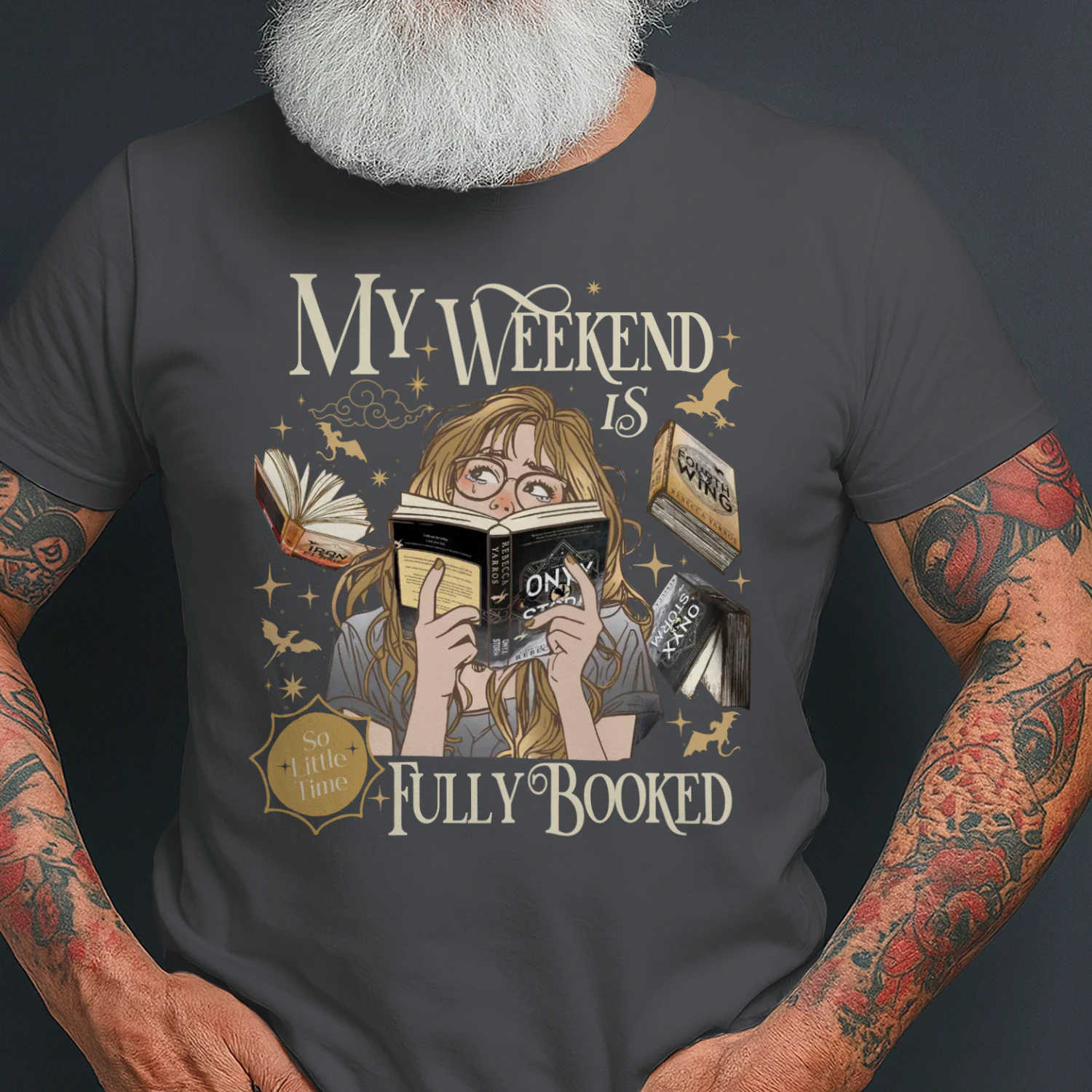 My Weekend Is Fully Booked Heavy Cotton Dark Colors T-shirt 1 Side, The Empyrean Series Gildan Tee, Fantasy Romance Book Shirt, Book Lover Gifts