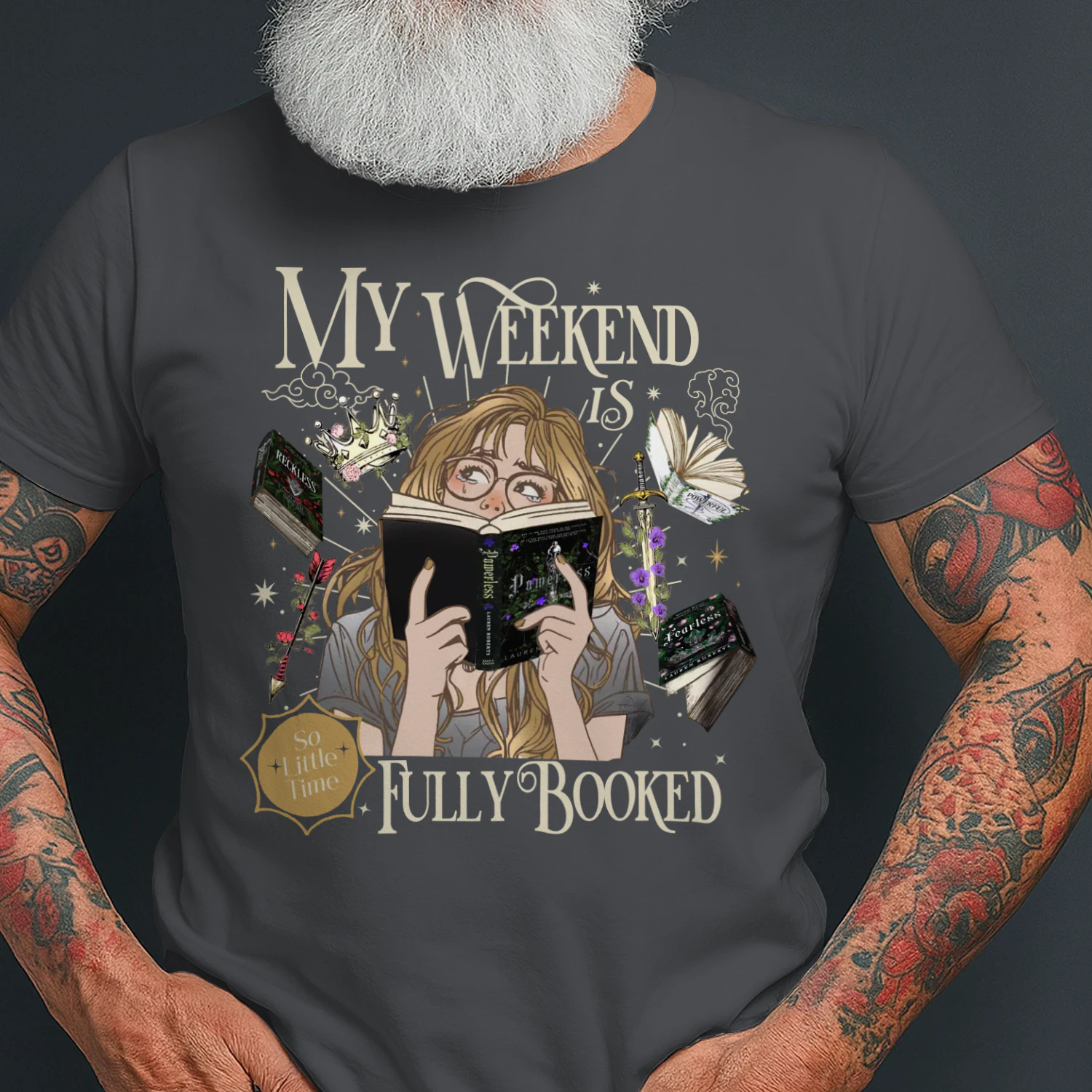 My Weekend Is Fully Booked Heavy Cotton Dark Colors T-shirt 2 Side, Fearless The Powerless Trilogy Gildan Tee, Young Adult Book Shirt, Book Lover Gifts