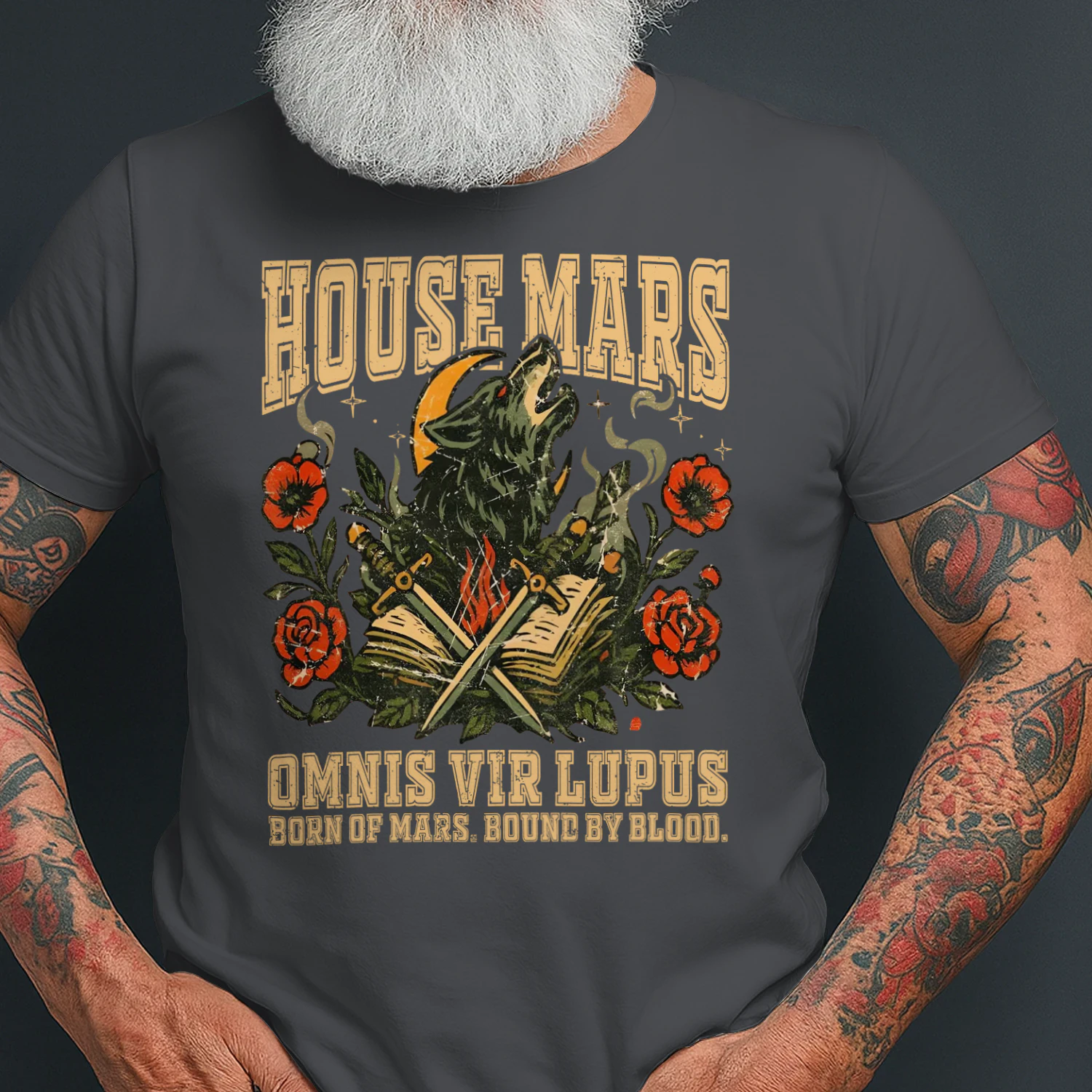 House Mars Heavy Cotton Dark Colors T-shirt 1 Side, Red Rising Saga Gildan Tee, Science Fiction Book Shirt, Book Lover Gifts