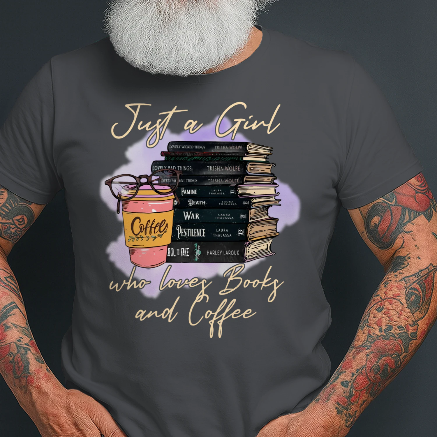 Girl Love Book And Coffee Heavy Cotton T-shirt 1 Side, Dark Romance Book Tee, Romantasy Book Shirt, Book Lover Gifts