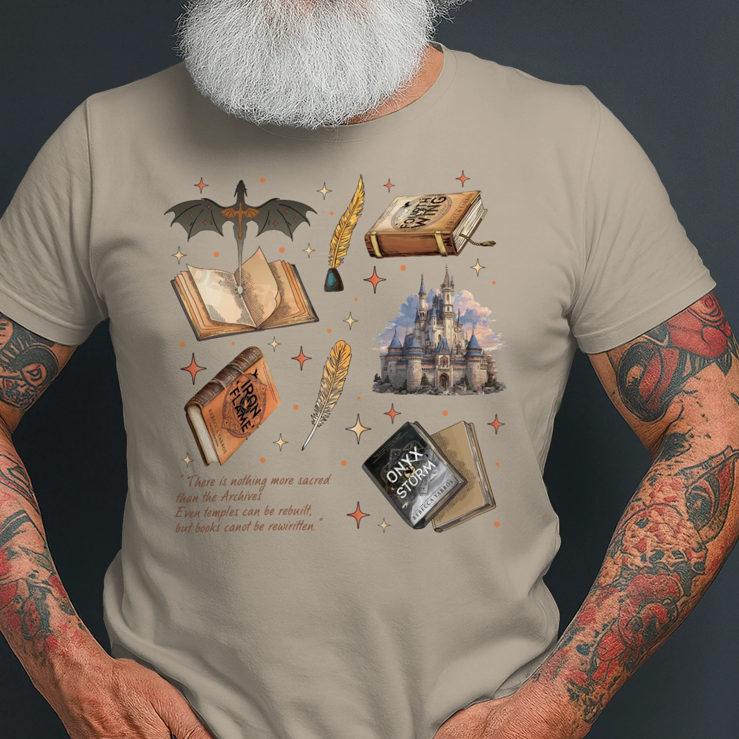 Fourth Wing Heavy Cotton Light Colors T-shirt 1 Side, The Empyrean Series Gildan Tee, Fantasy Romance Book Shirt, Book Gifts