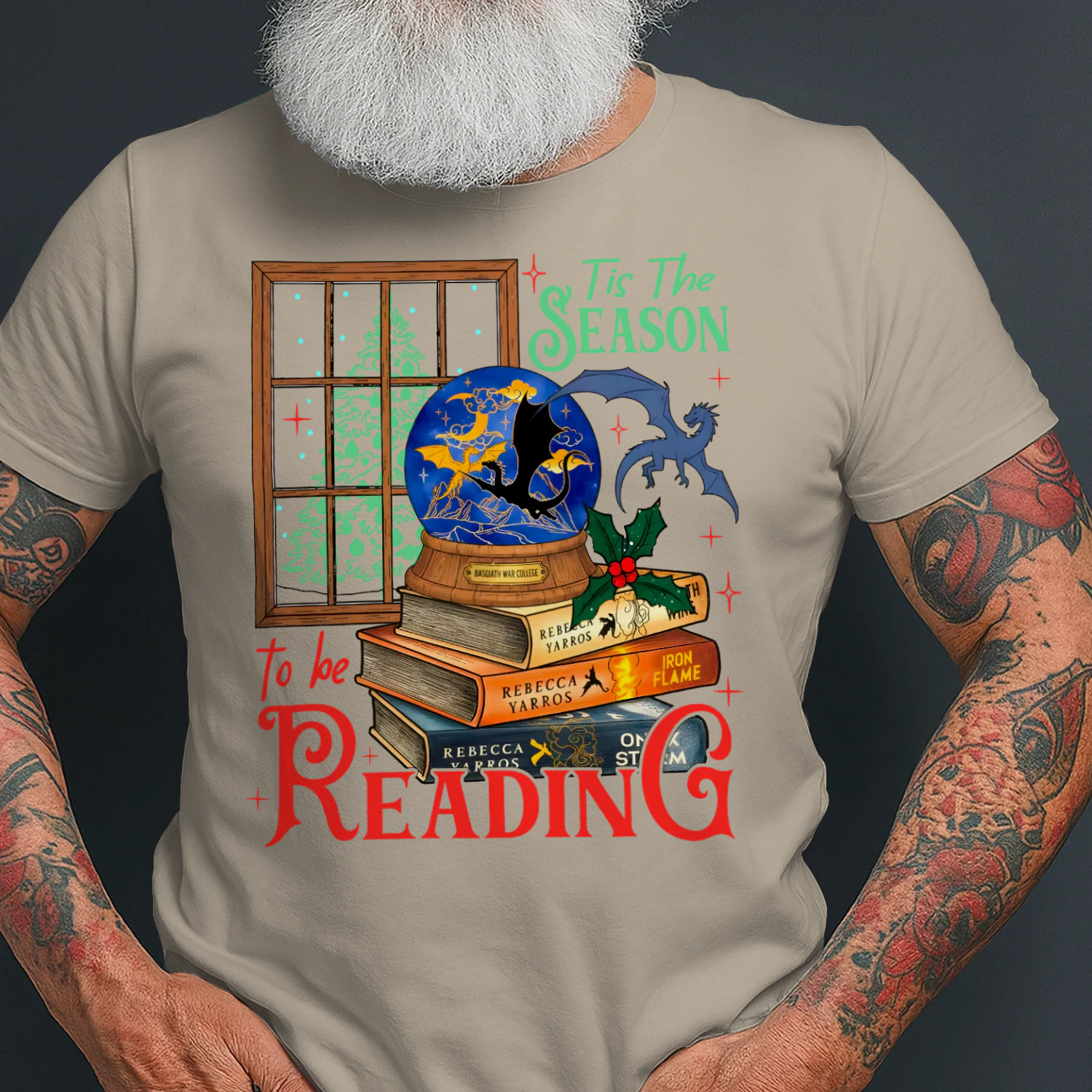 Tis The Season To Be Reading Heavy Cotton T-shirt 1 Side, Fourth Wing Series Gildan Tee, Romantasy Book Shirt, Book Lover Gifts