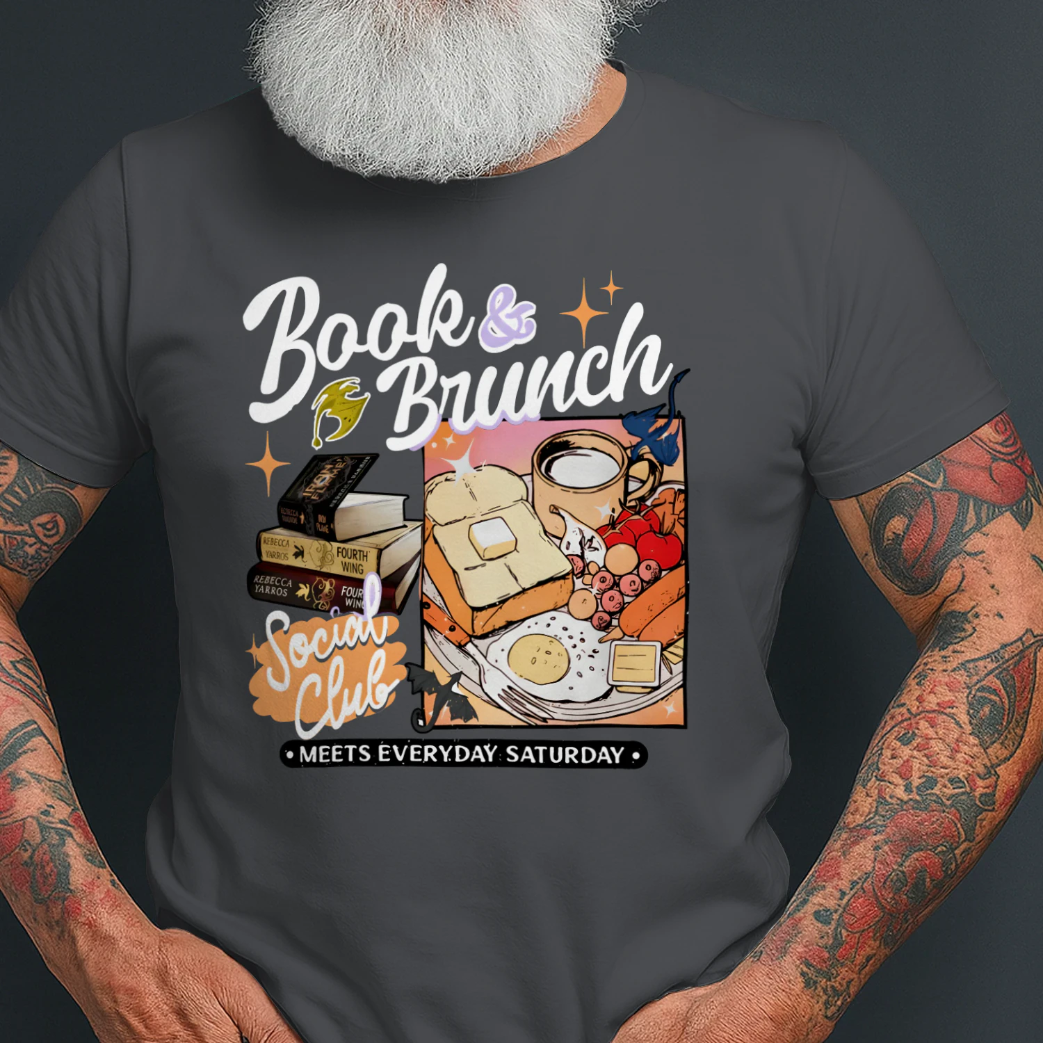 Book Brunch Heavy Cotton Dark Colors T-shirt 1 Side, Social Club Gildan Tee, Readers Club Shirt, Book Lover Gifts