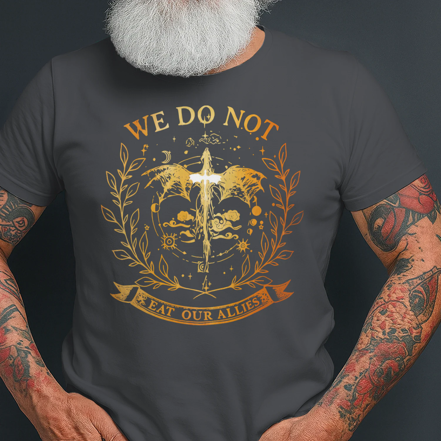 We Do Not Eat Our Allies Heavy Cotton Dark Colors T-shirt 1 Side, Fourth Wing Gildan Tee, Fantasy Romance Book Shirt, Book Lover Gifts